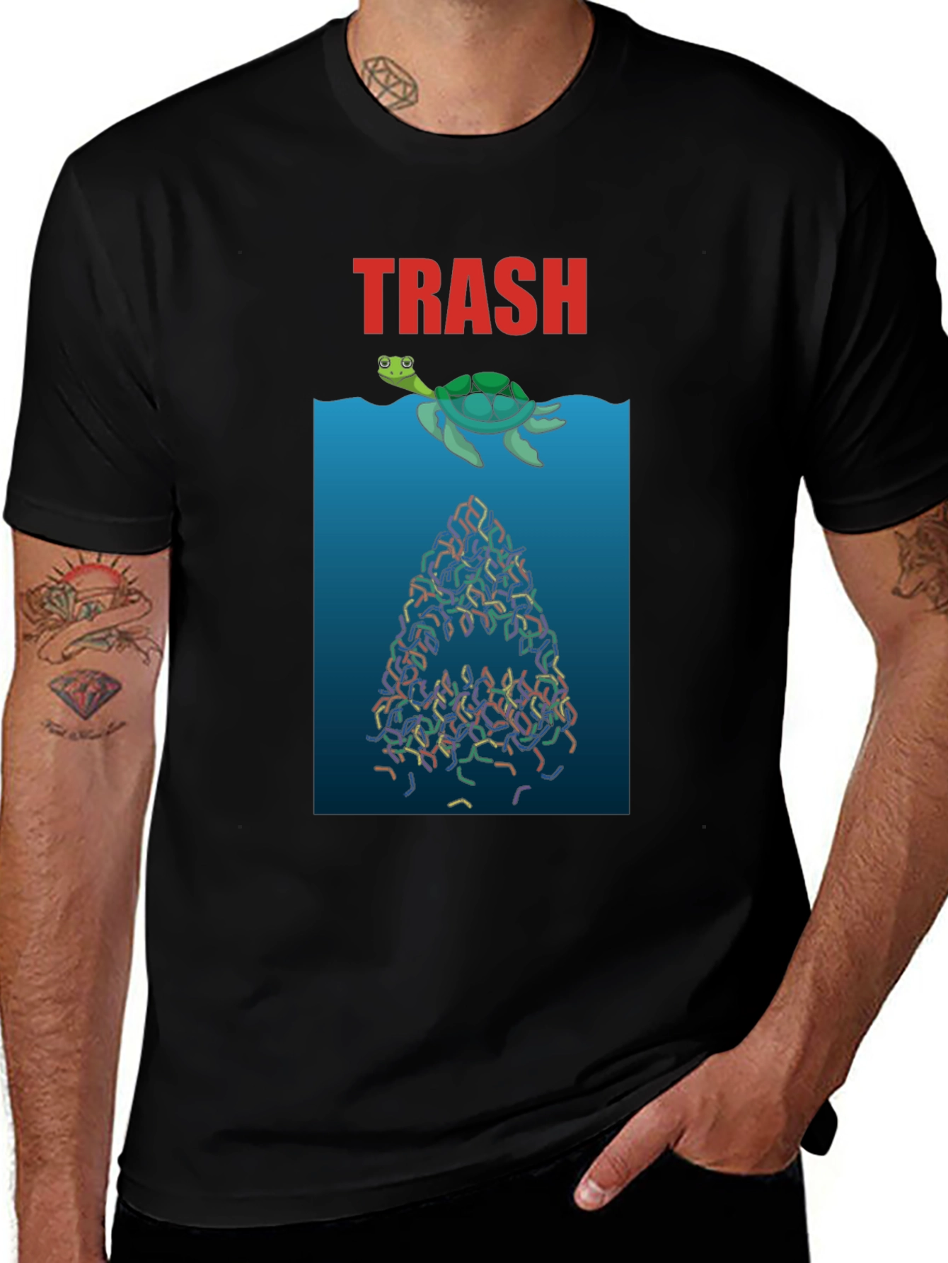 Trash Turtle Graphic Tee - Ocean Conservation Shirt
