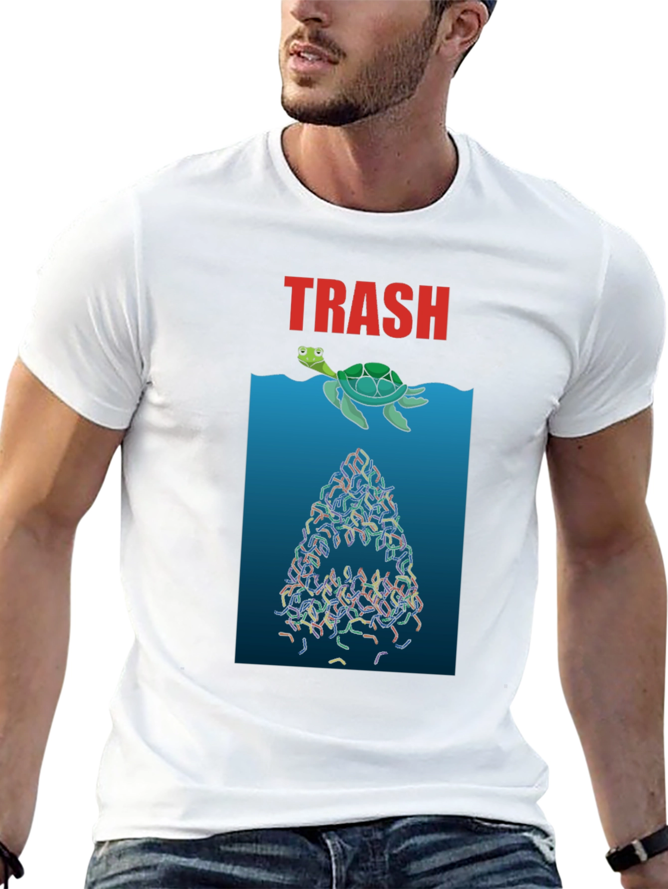 Trash Turtle Graphic Tee - Ocean Conservation Shirt