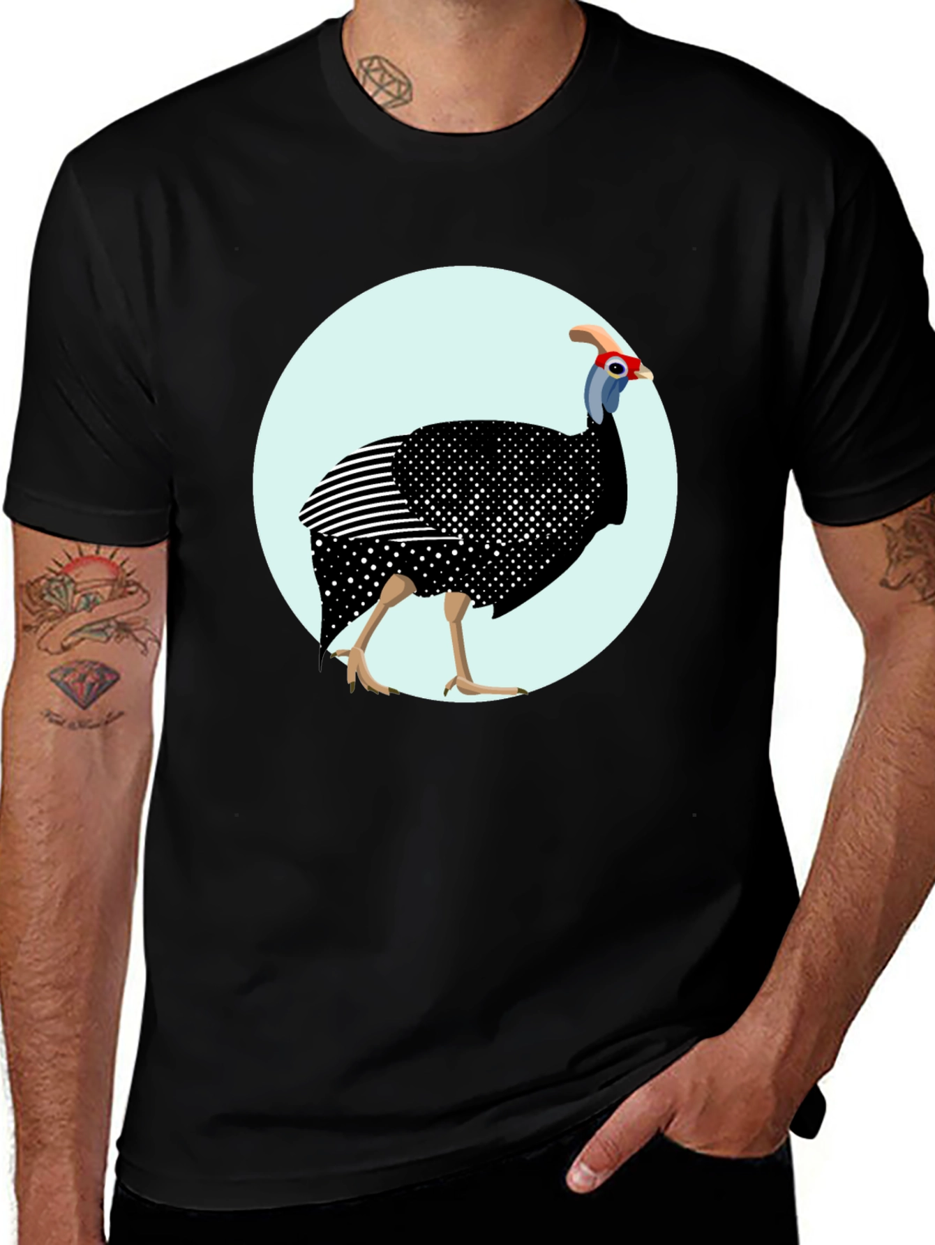 Guinea Fowl Graphic T-Shirt - Unique Bird Design