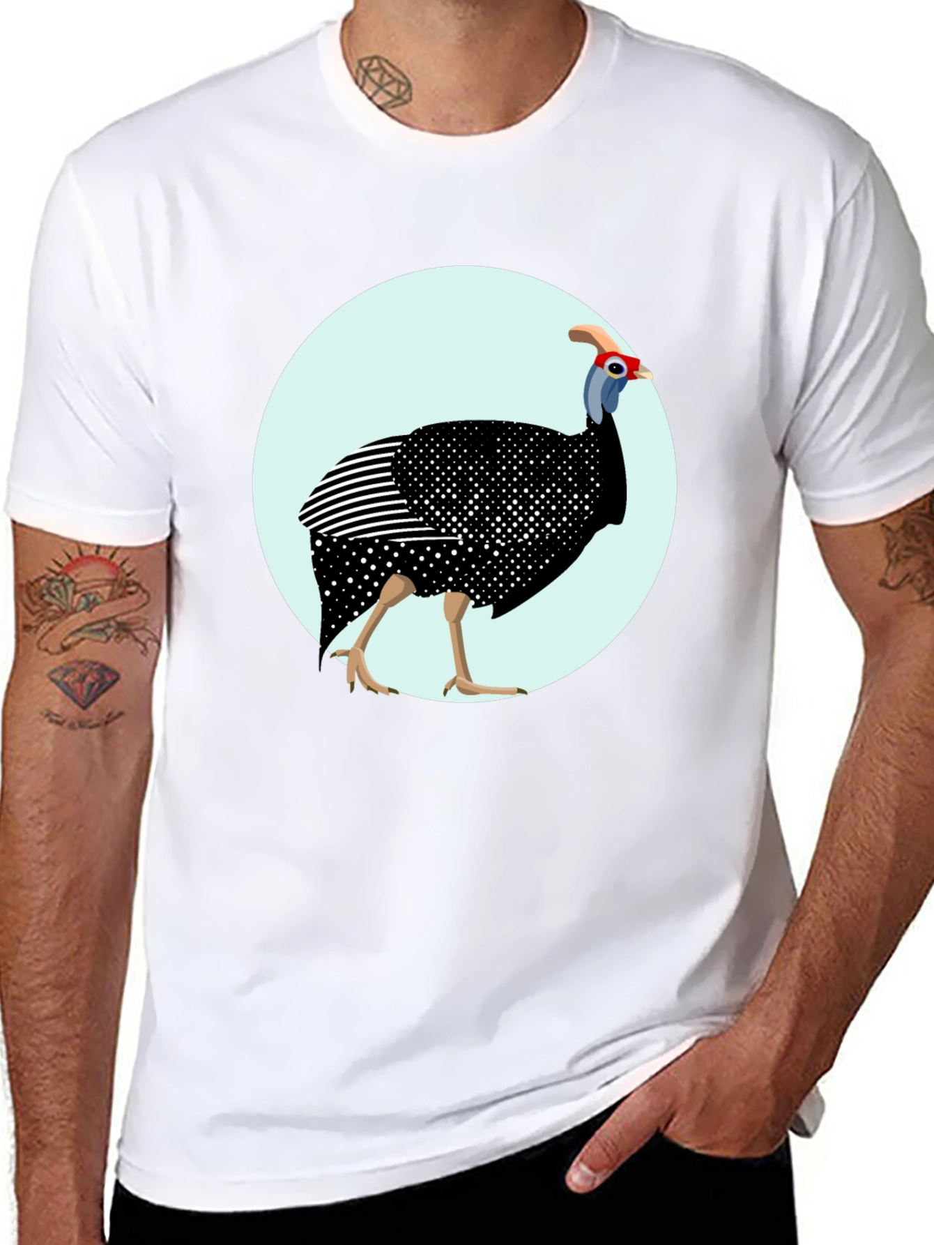 Guinea Fowl Graphic T-Shirt - Unique Bird Design