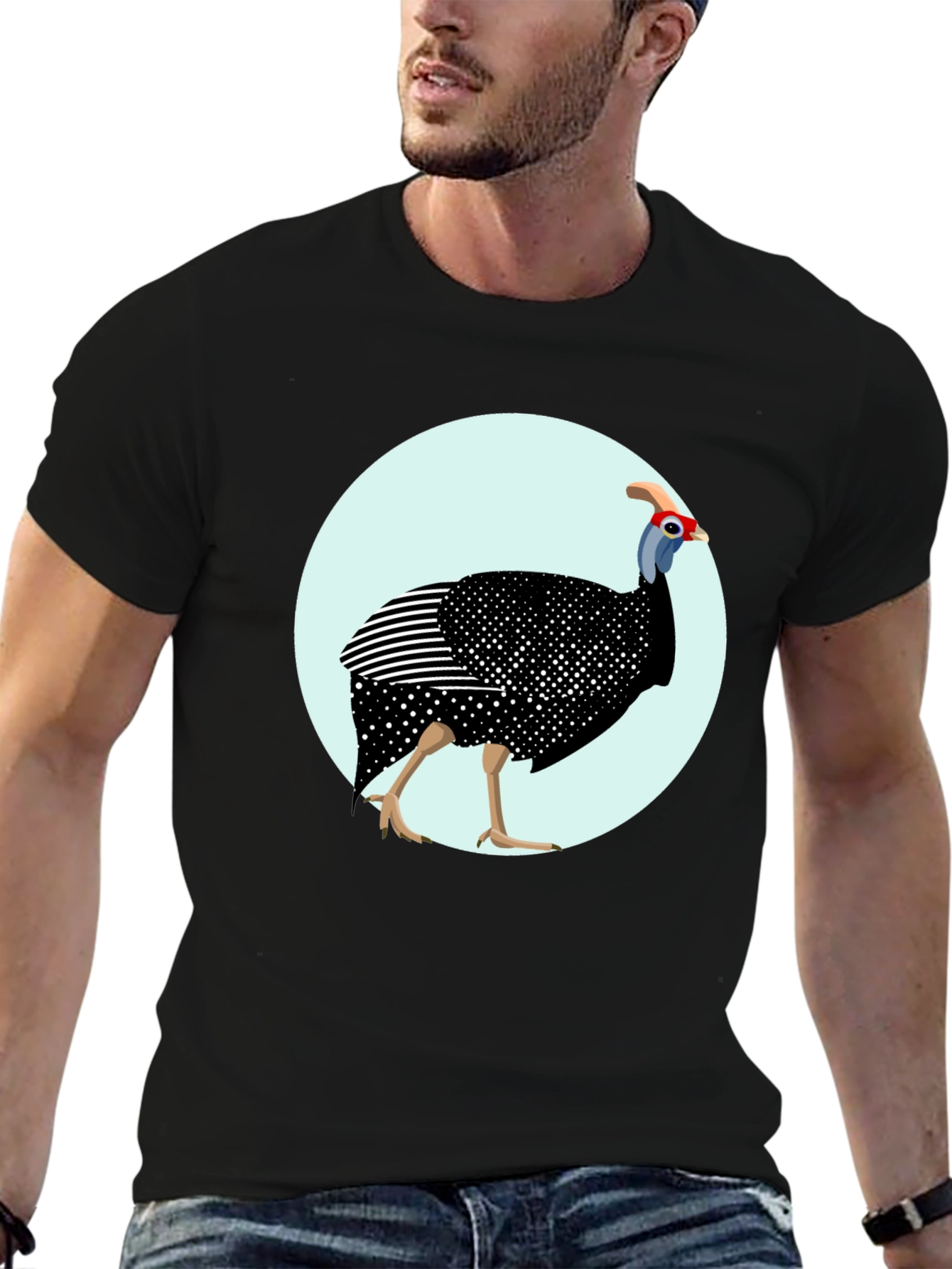 Guinea Fowl Graphic T-Shirt - Unique Bird Design