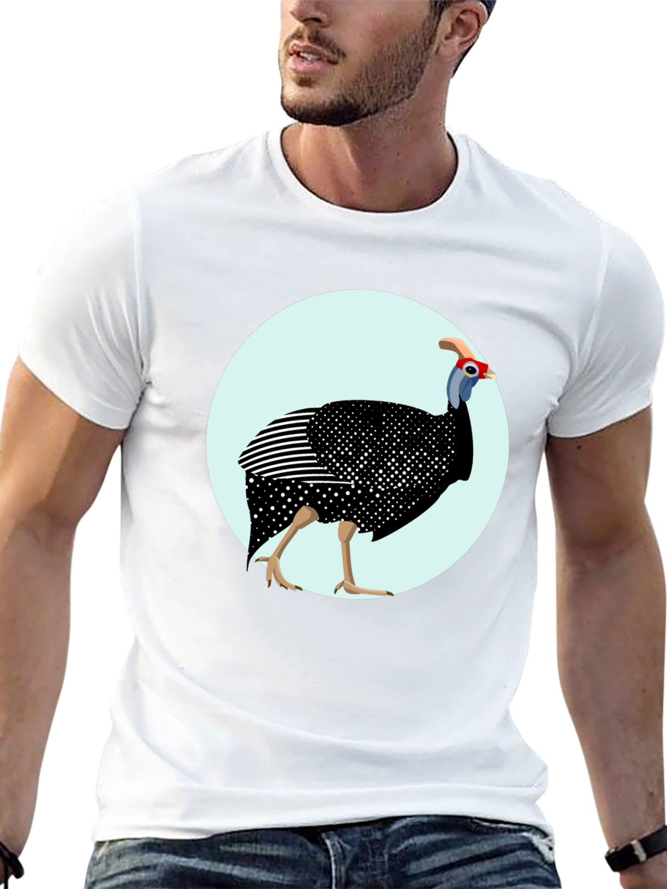 Guinea Fowl Graphic T-Shirt - Unique Bird Design