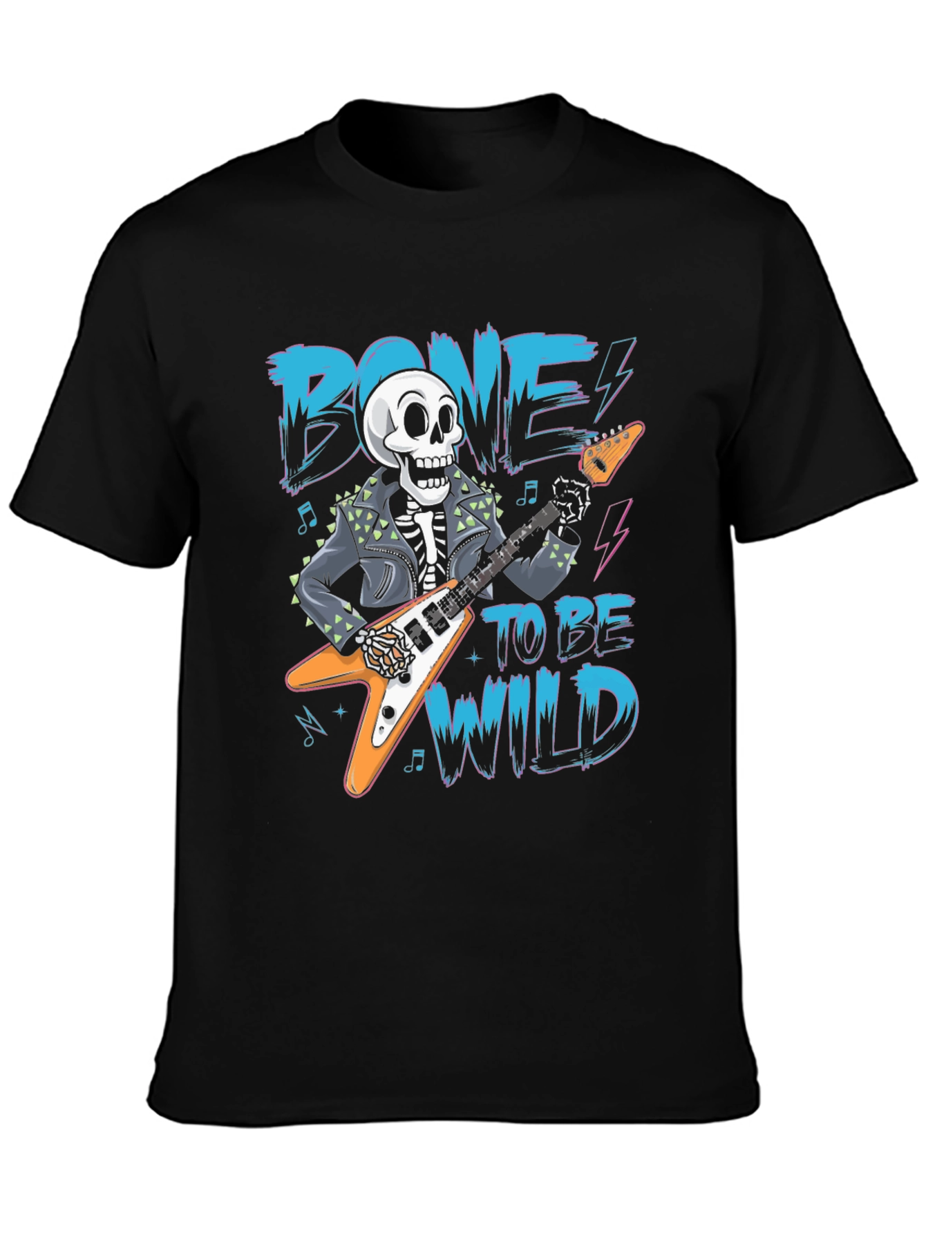 Bone To Be Wild Skeleton Guitar Graphic Tee