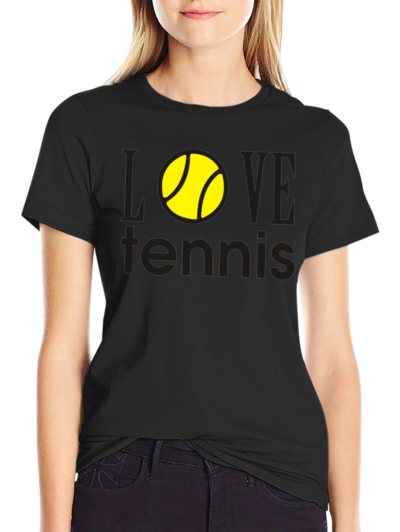 Love Tennis Graphic Tee - Black Cotton Shirt