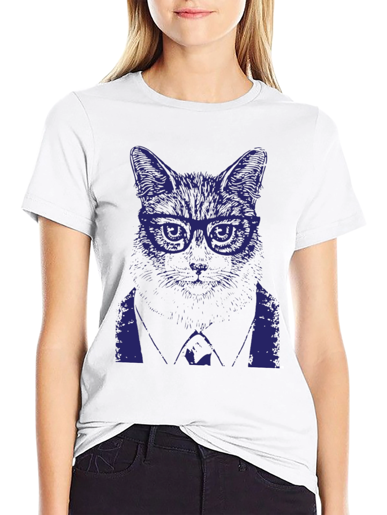 Cool Cat in Suit Graphic T-Shirt