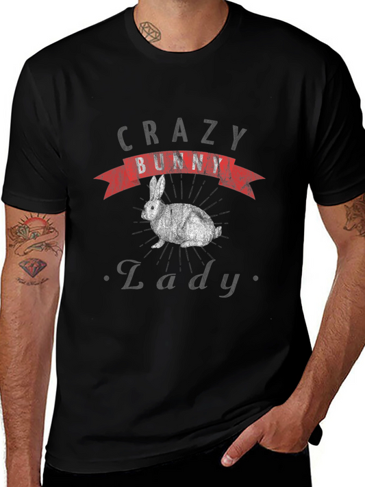 Crazy Bunny Lady T-Shirt - Novelty Graphic Tee