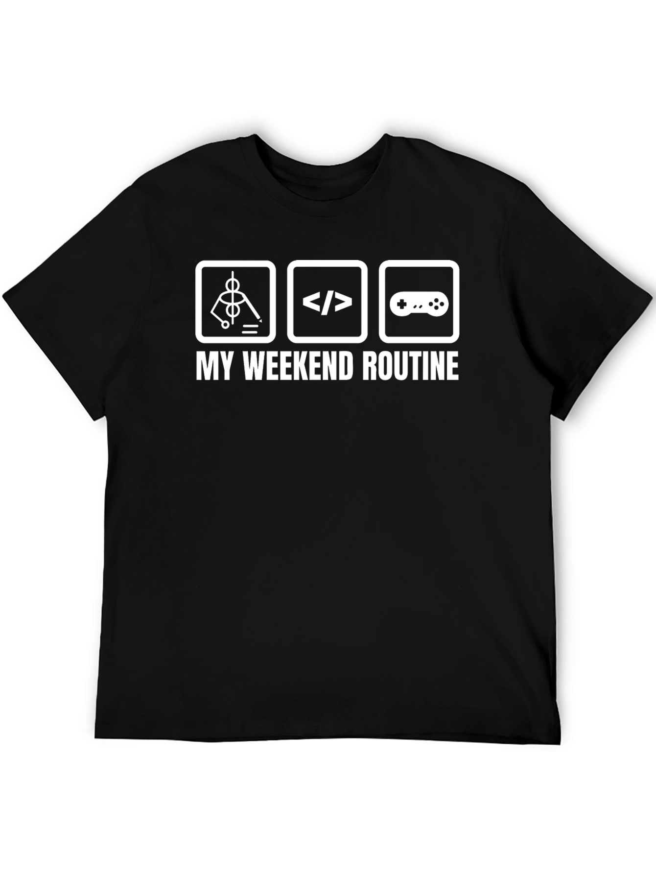 My Weekend Routine Black Graphic T-Shirt