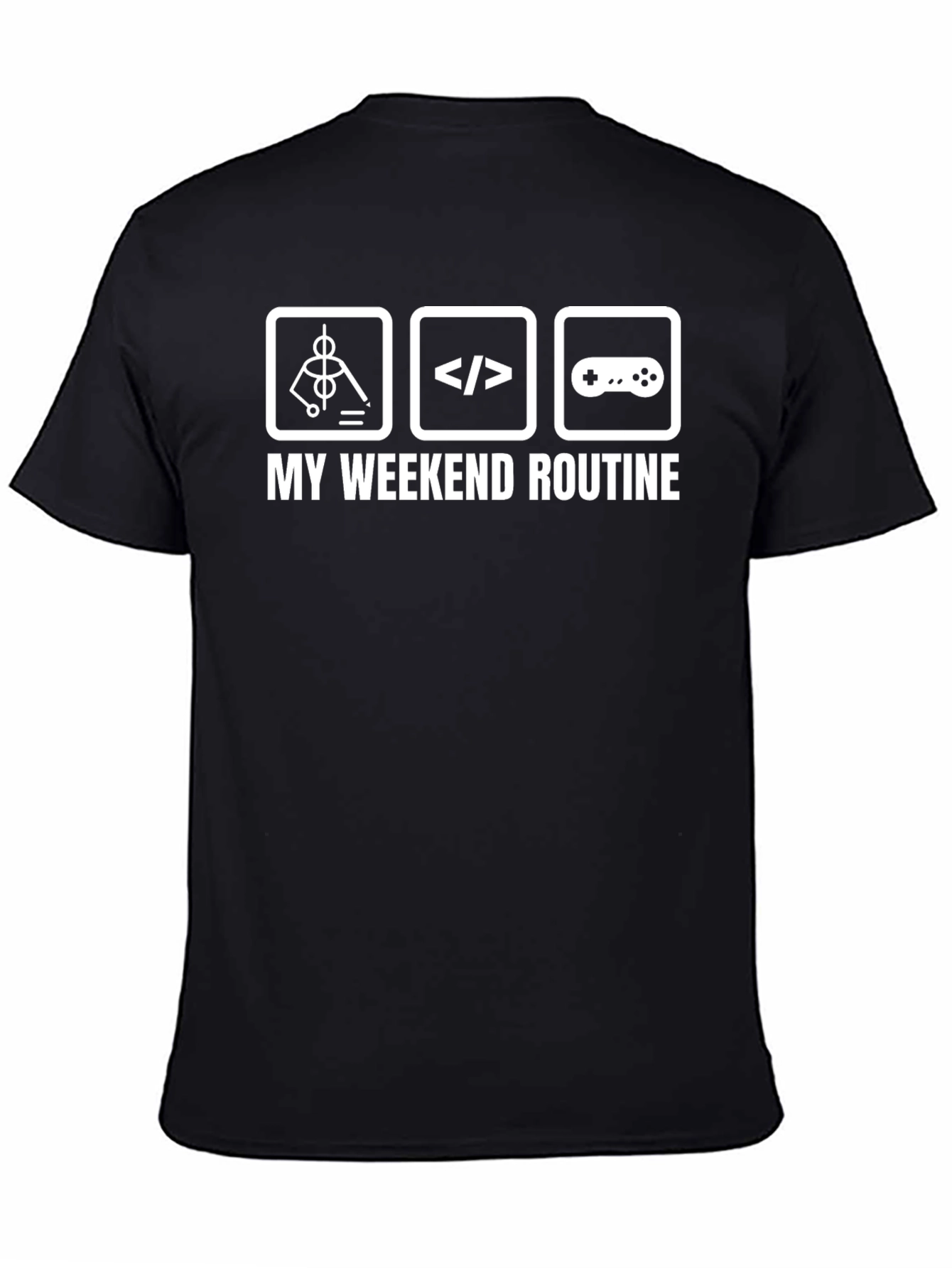 My Weekend Routine Black Graphic T-Shirt