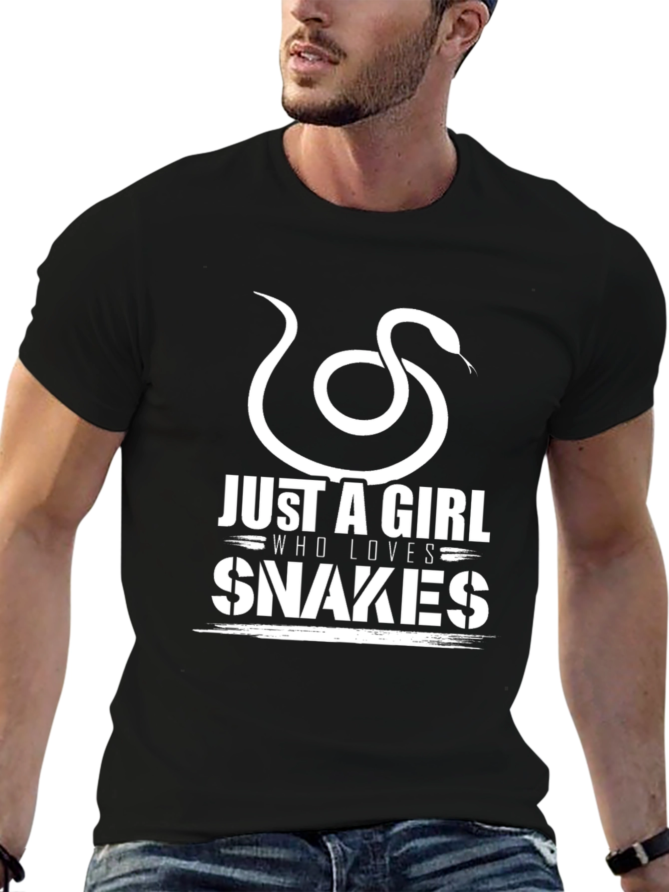 Just A Girl Who Loves Snakes Black Graphic Tee