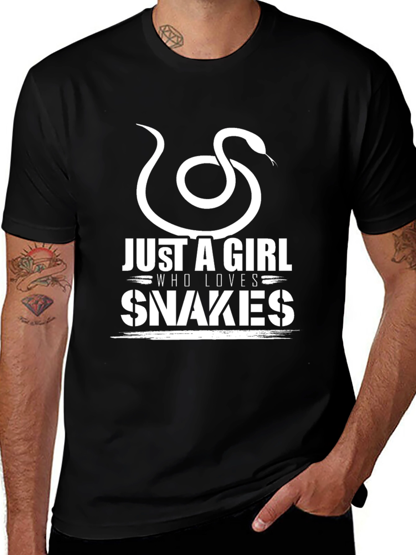 Just A Girl Who Loves Snakes Black Graphic Tee