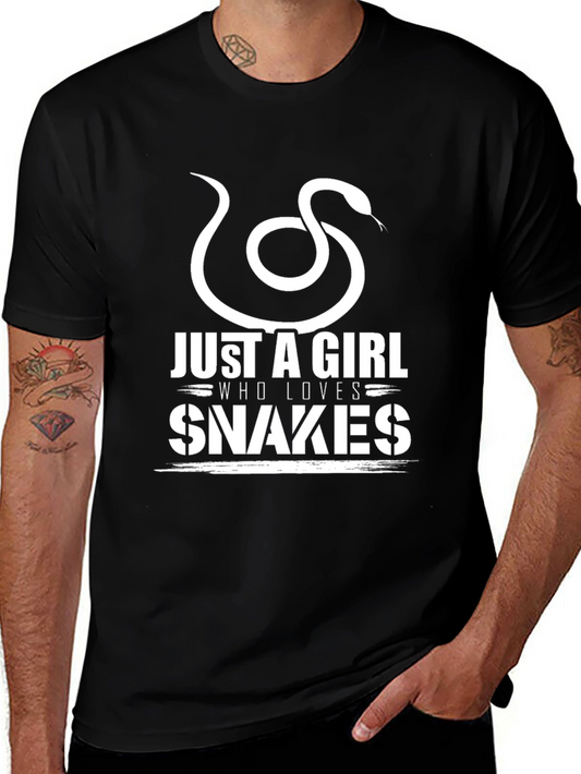 Just A Girl Who Loves Snakes Black Graphic Tee