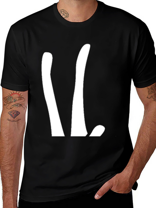 Abstract White Design on Black T-Shirt