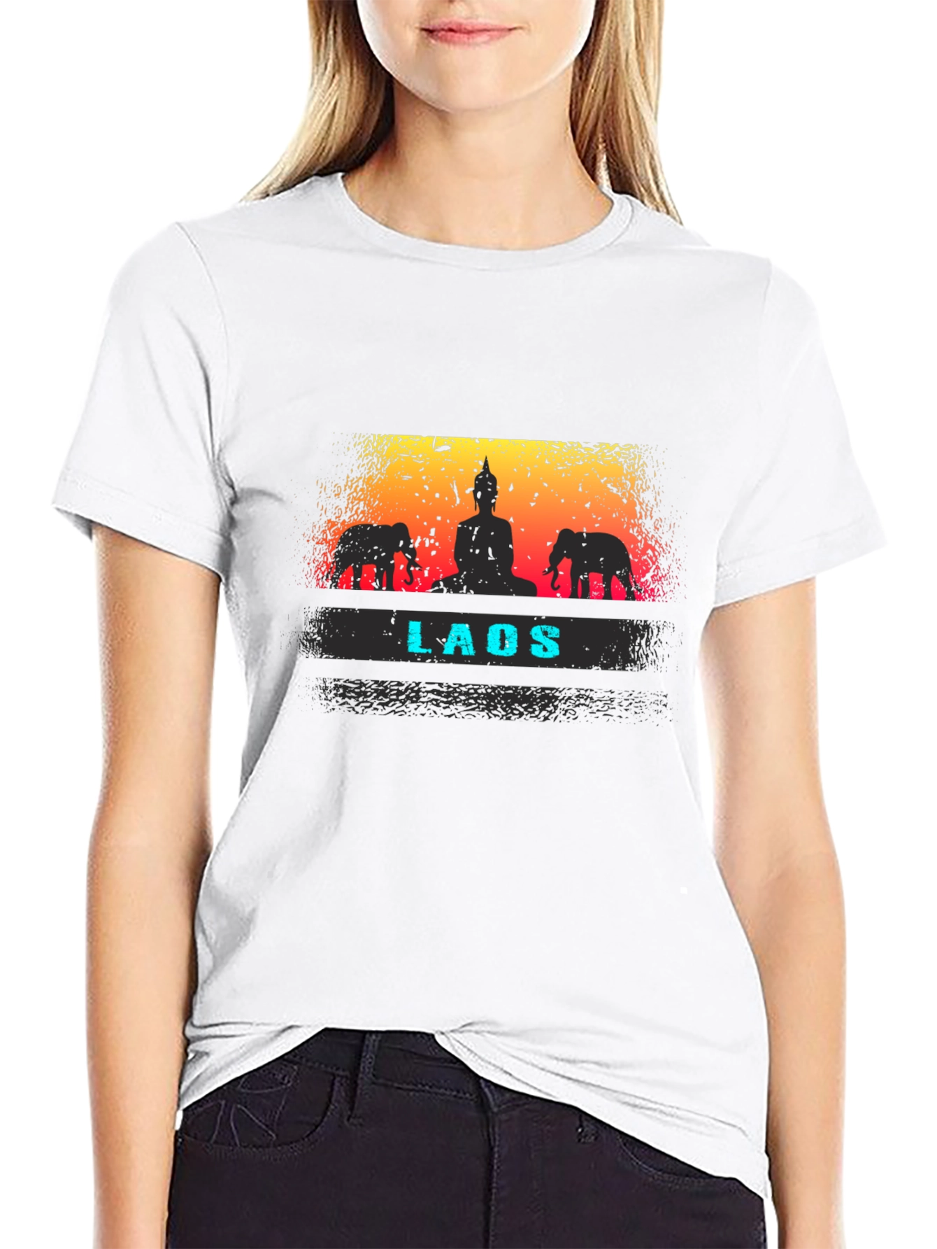 Laos Buddha & Elephant Graphic T-Shirt