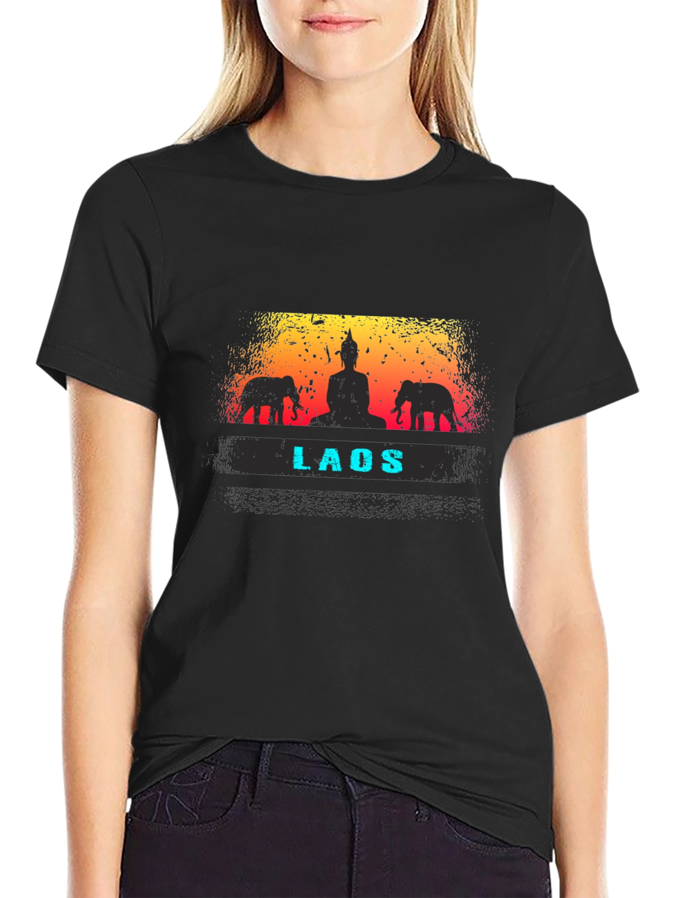 Laos Buddha & Elephant Graphic T-Shirt