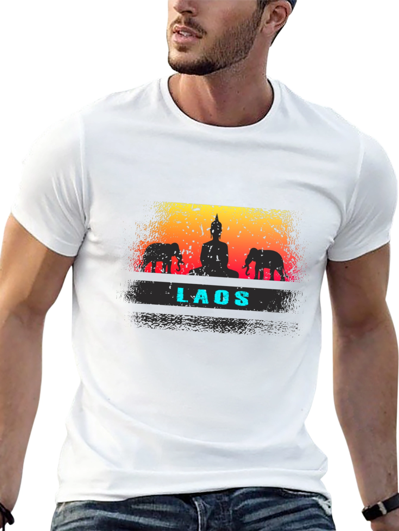Laos Buddha & Elephant Graphic T-Shirt