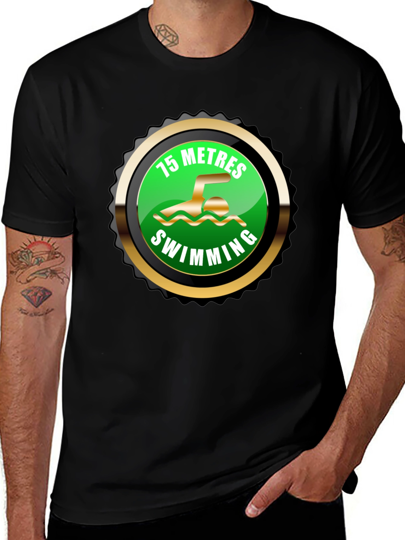 15 Metres Swimming Black T-Shirt