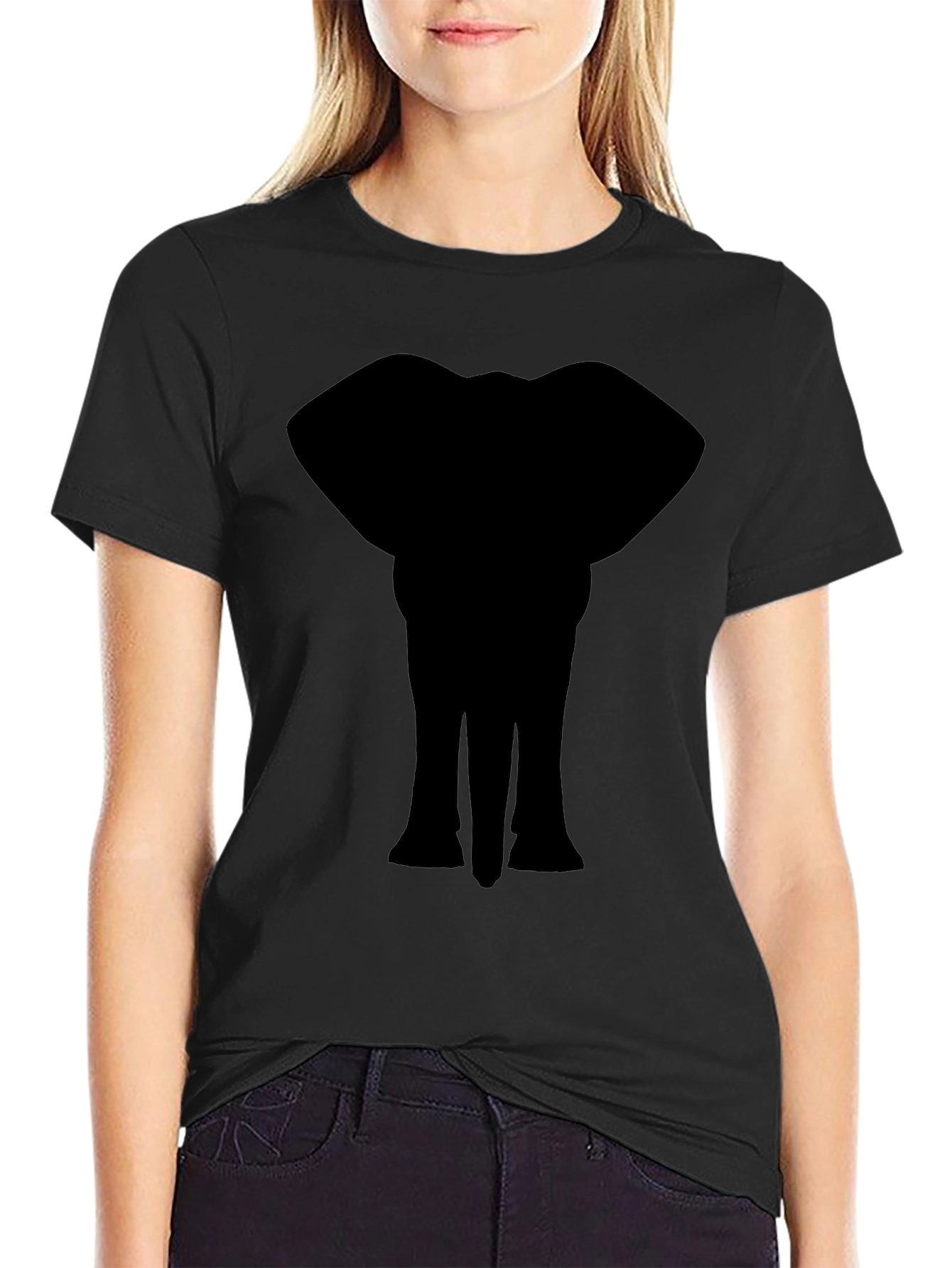 Elephant Silhouette Graphic Print T-Shirt