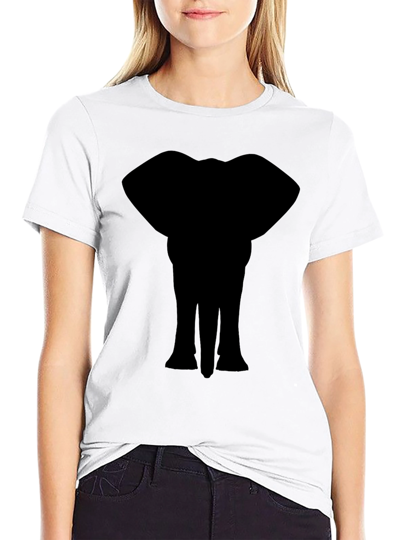 Elephant Silhouette Graphic Print T-Shirt