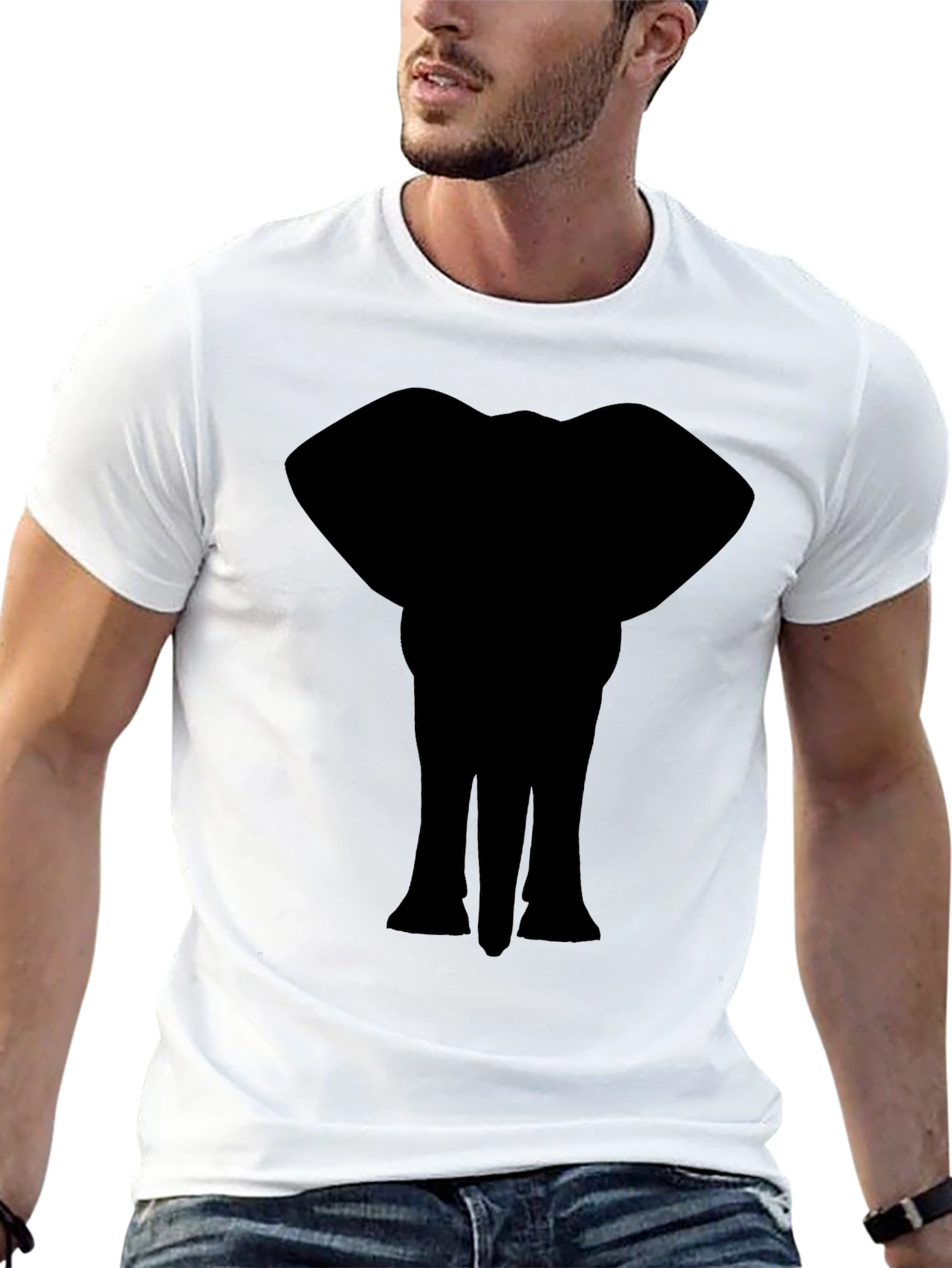 Elephant Silhouette Graphic Print T-Shirt