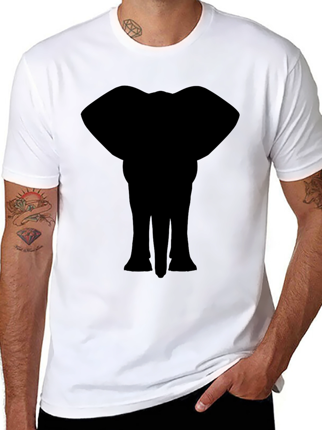 Elephant Silhouette Graphic Print T-Shirt