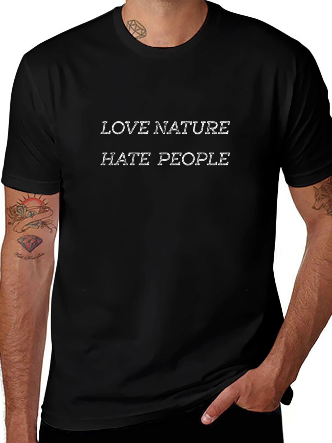 Love Nature Hate People Graphic Tee - Black T-Shirt