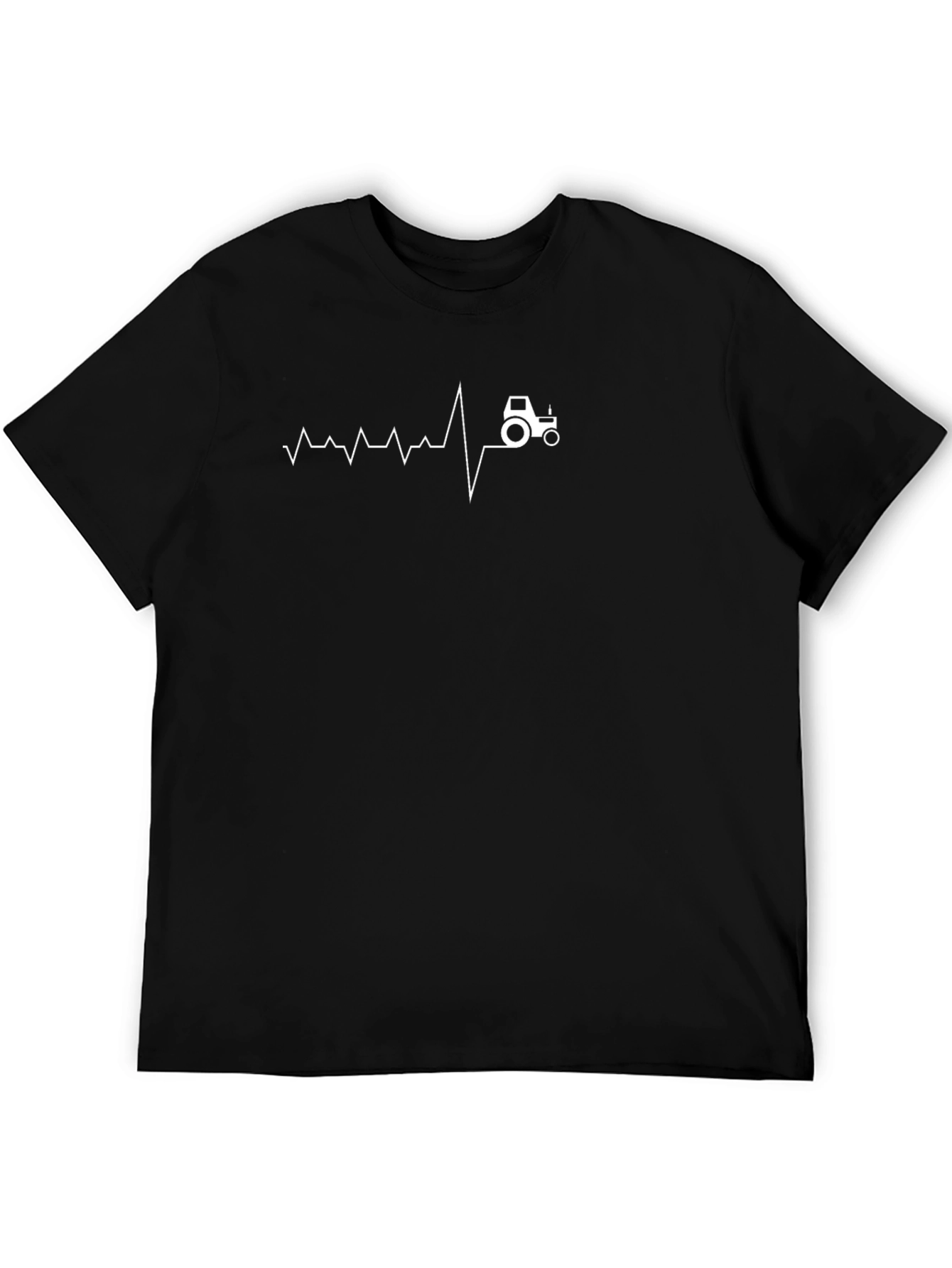 Tractor Heartbeat Graphic T-Shirt - Black