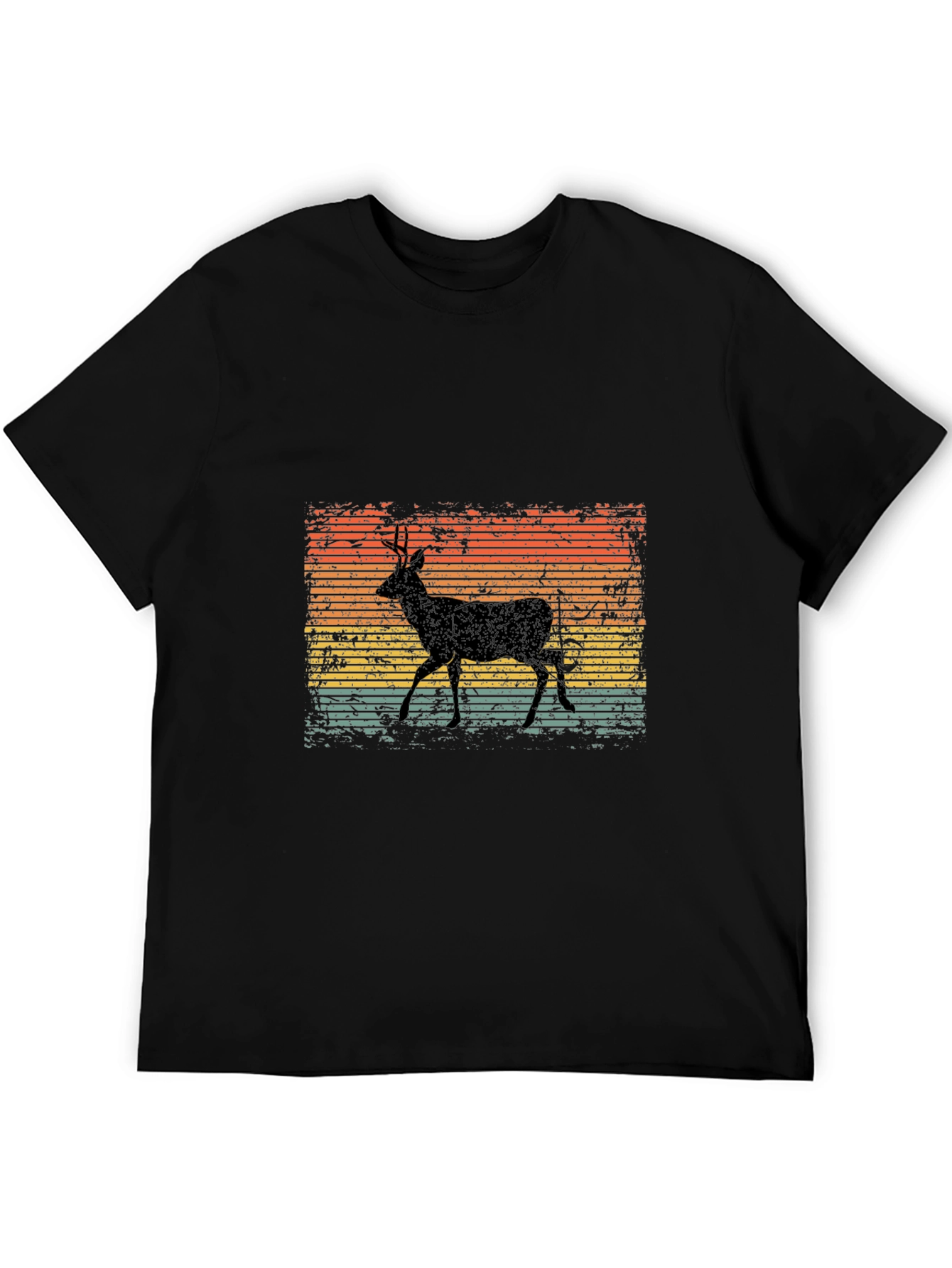 Retro Deer Graphic Tee - Classic Black T-Shirt
