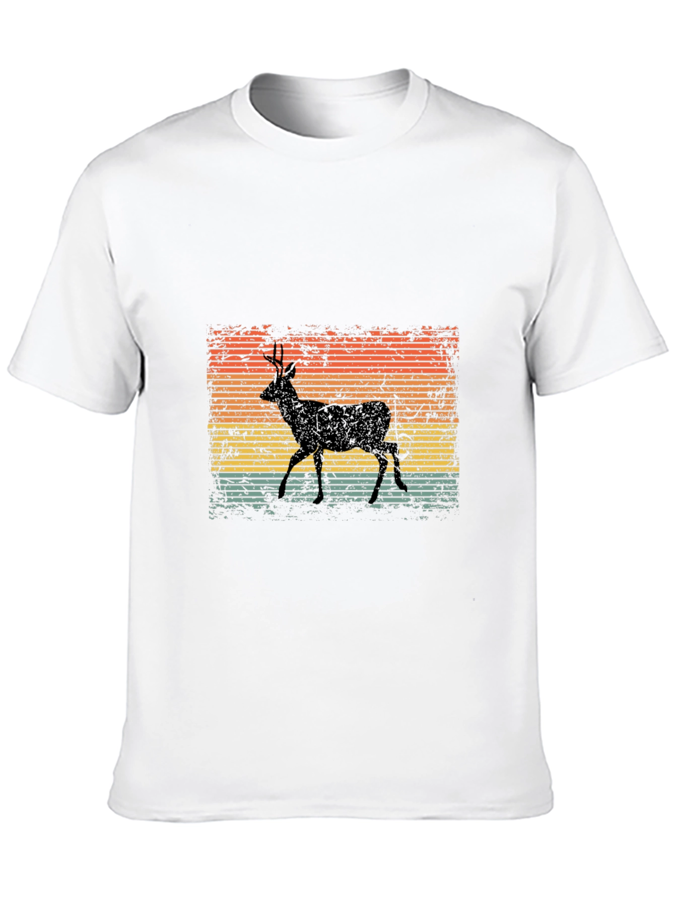 Retro Deer Graphic Tee - Classic Black T-Shirt