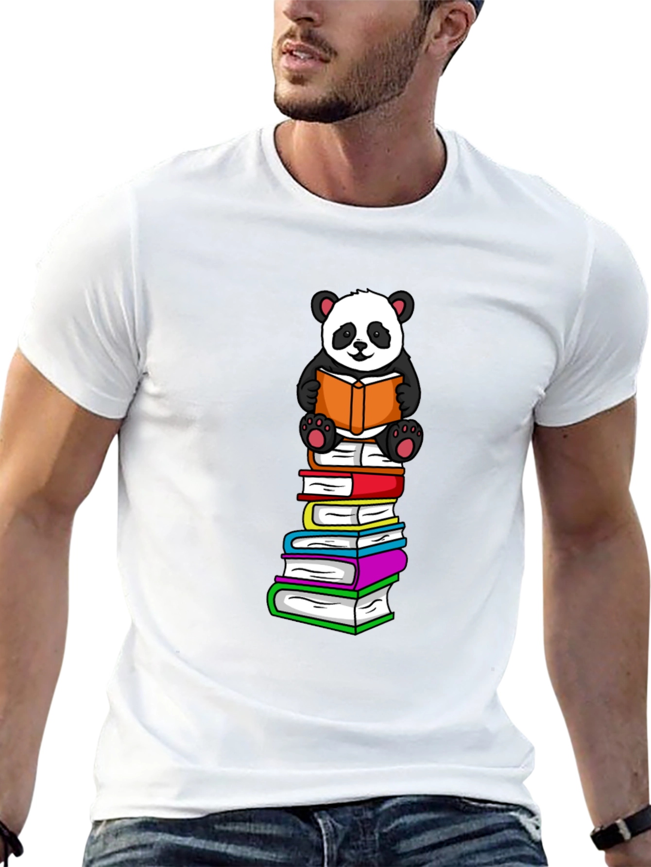 Panda Reading Books T-Shirt - Soft Cotton Blend