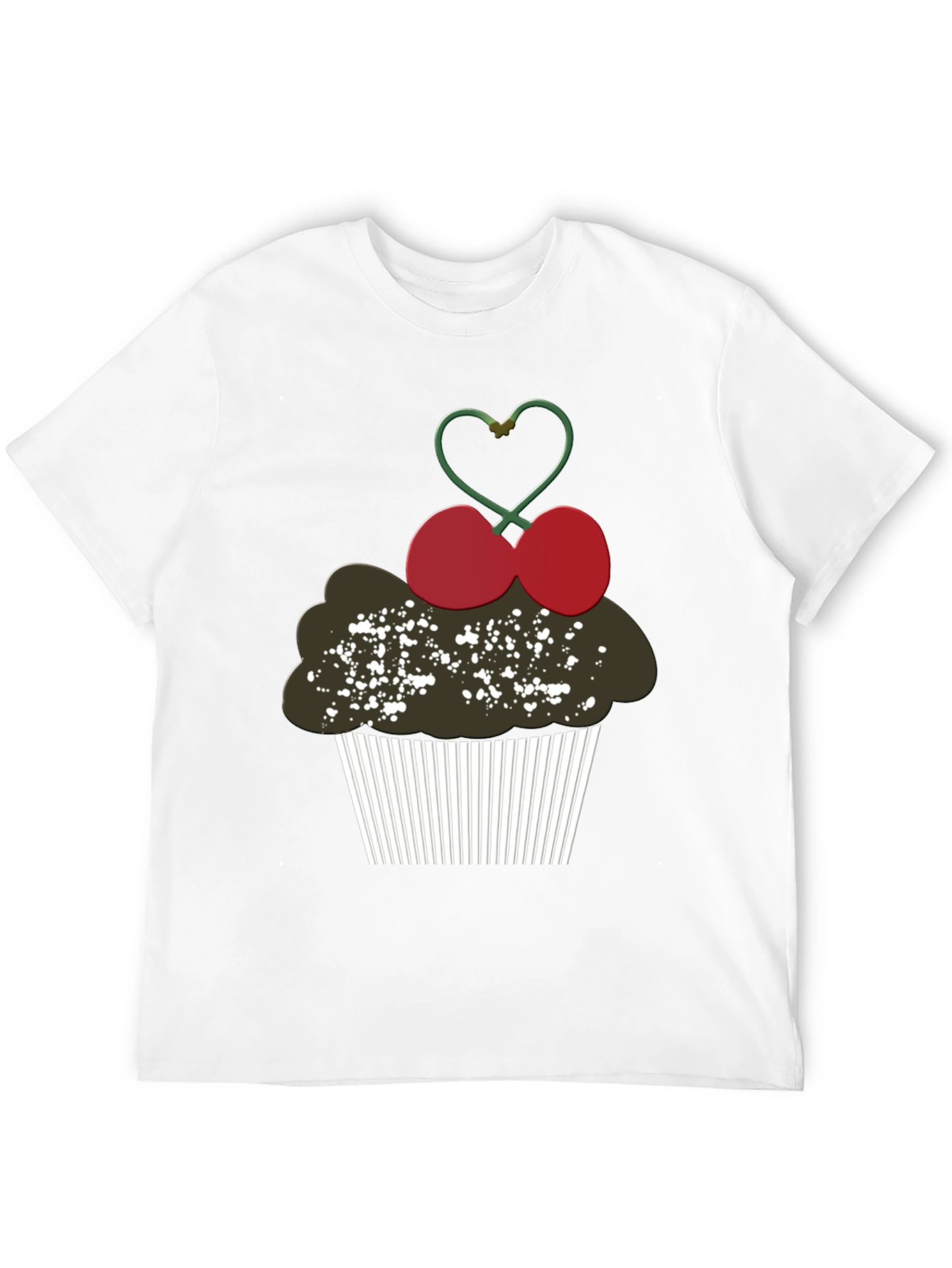Cupcake Cherry Heart Graphic Tee - Black