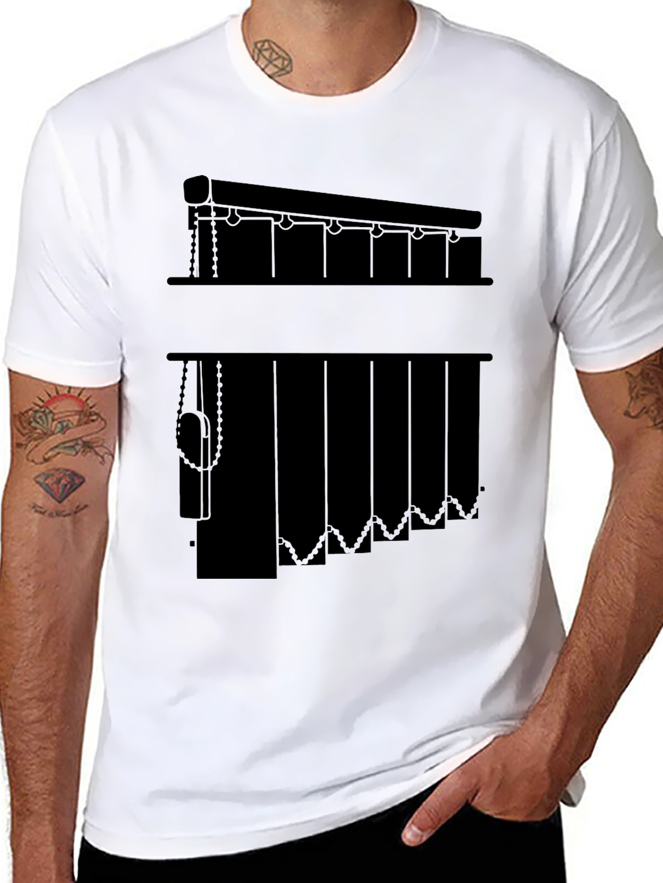 Vertical Blinds Graphic Tee - Novelty Window Covering Shirt