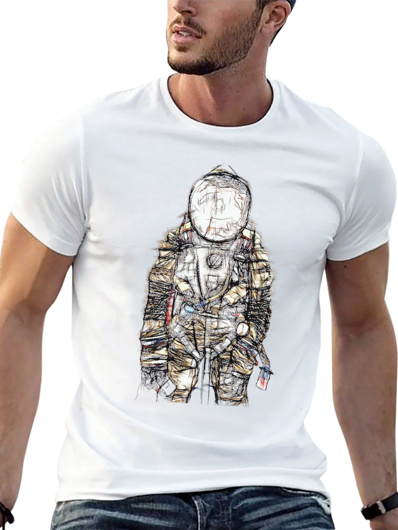 Astronaut Sketch Graphic Tee - Black