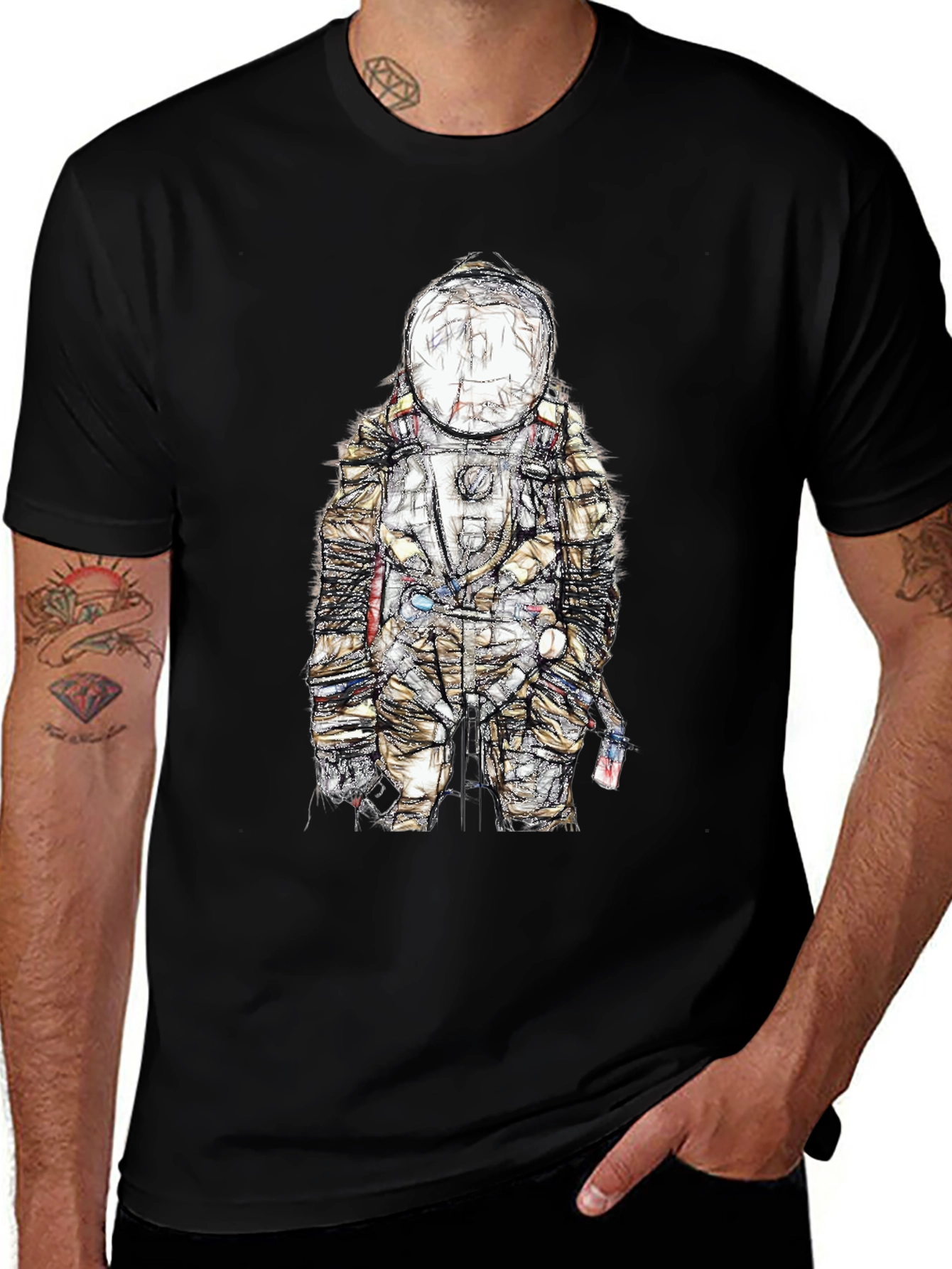 Astronaut Sketch Graphic Tee - Black