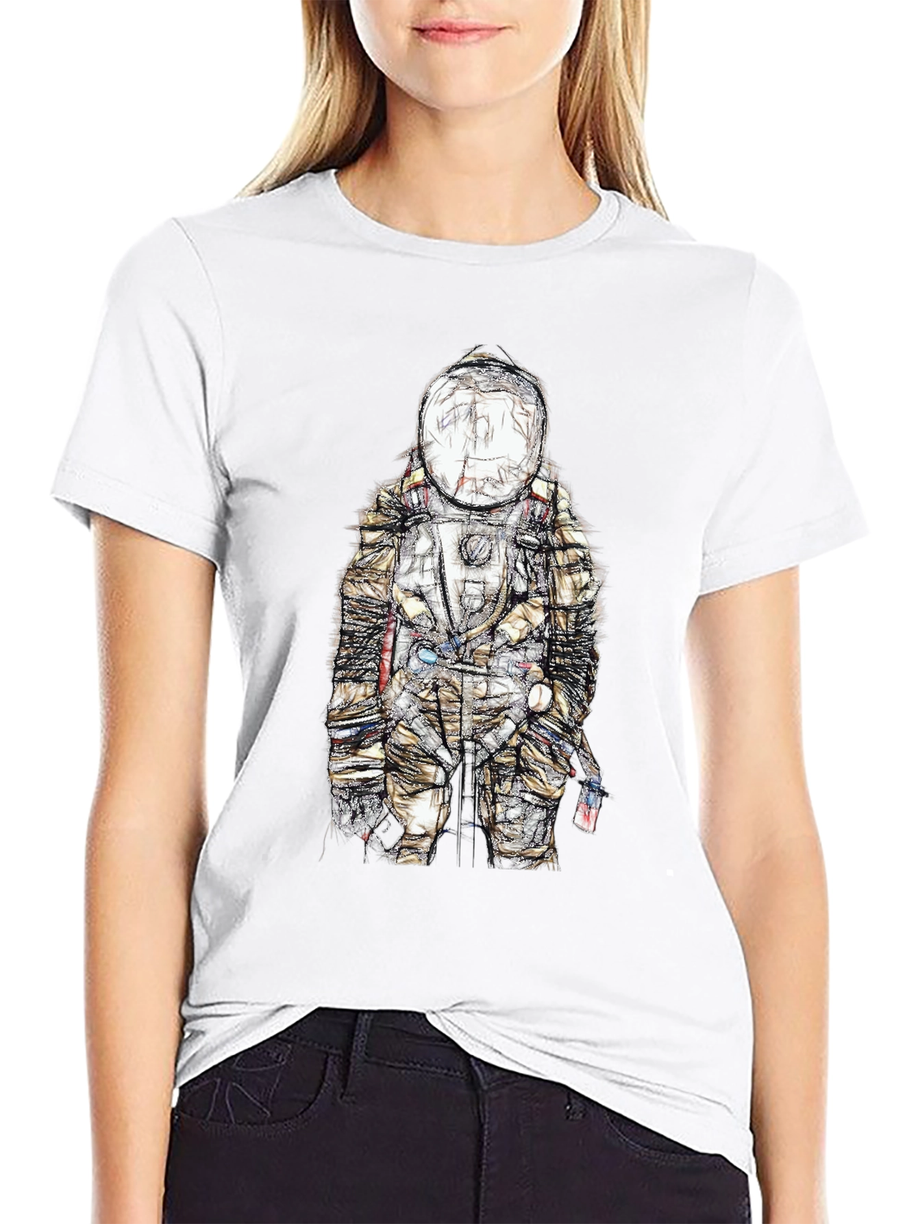 Astronaut Sketch Graphic Tee - Black