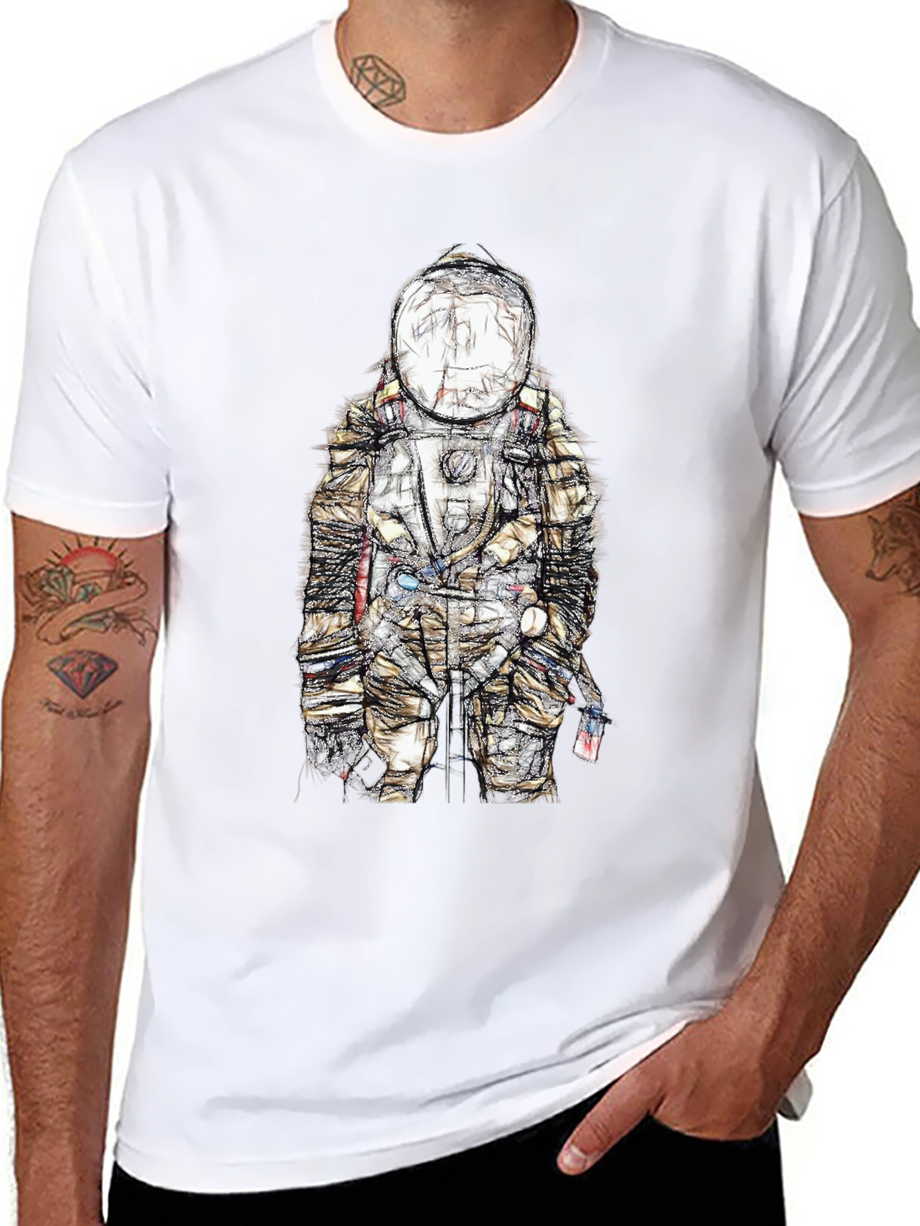 Astronaut Sketch Graphic Tee - Black