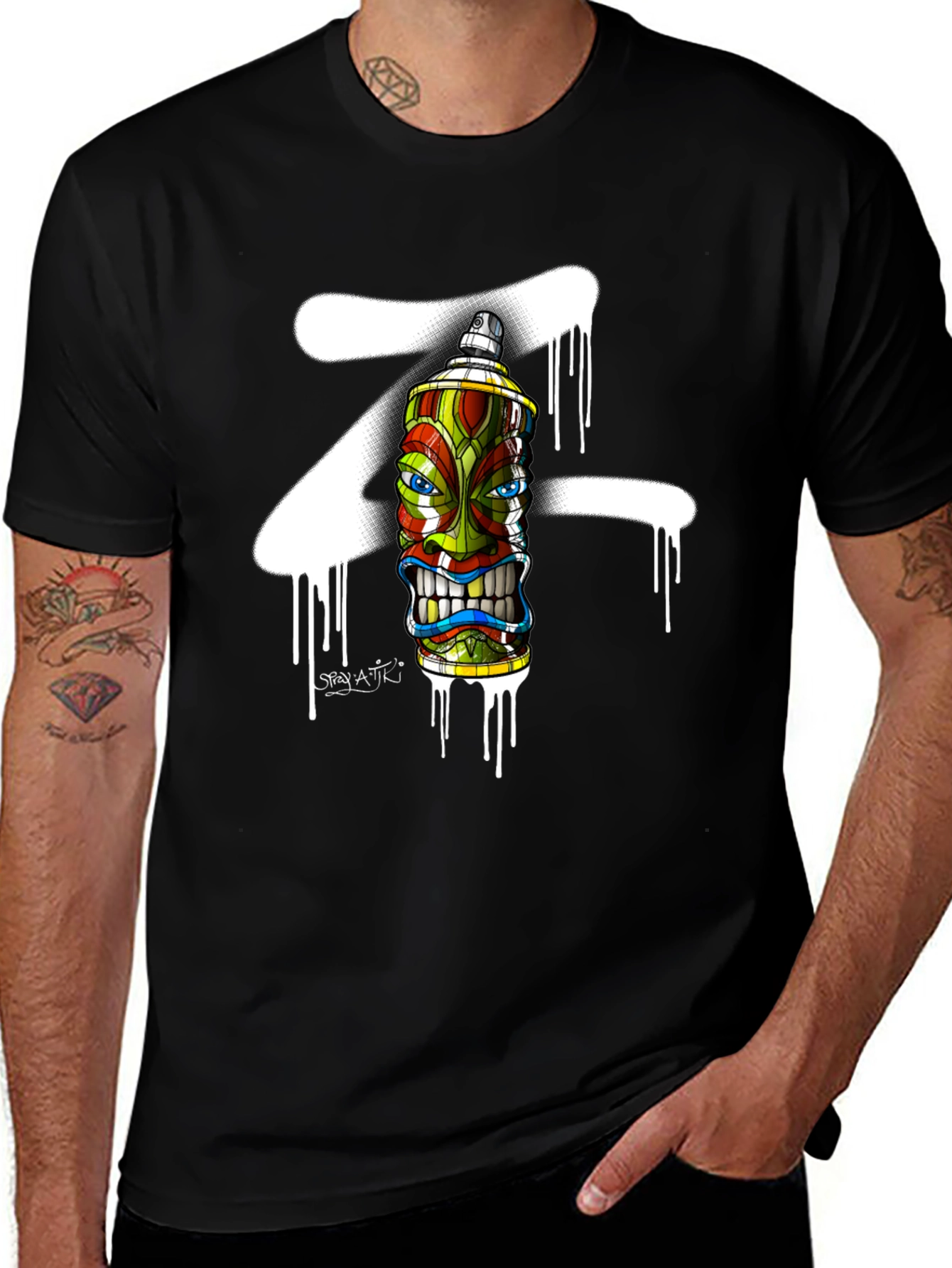 Spray Can Tiki Head Graphic Tee