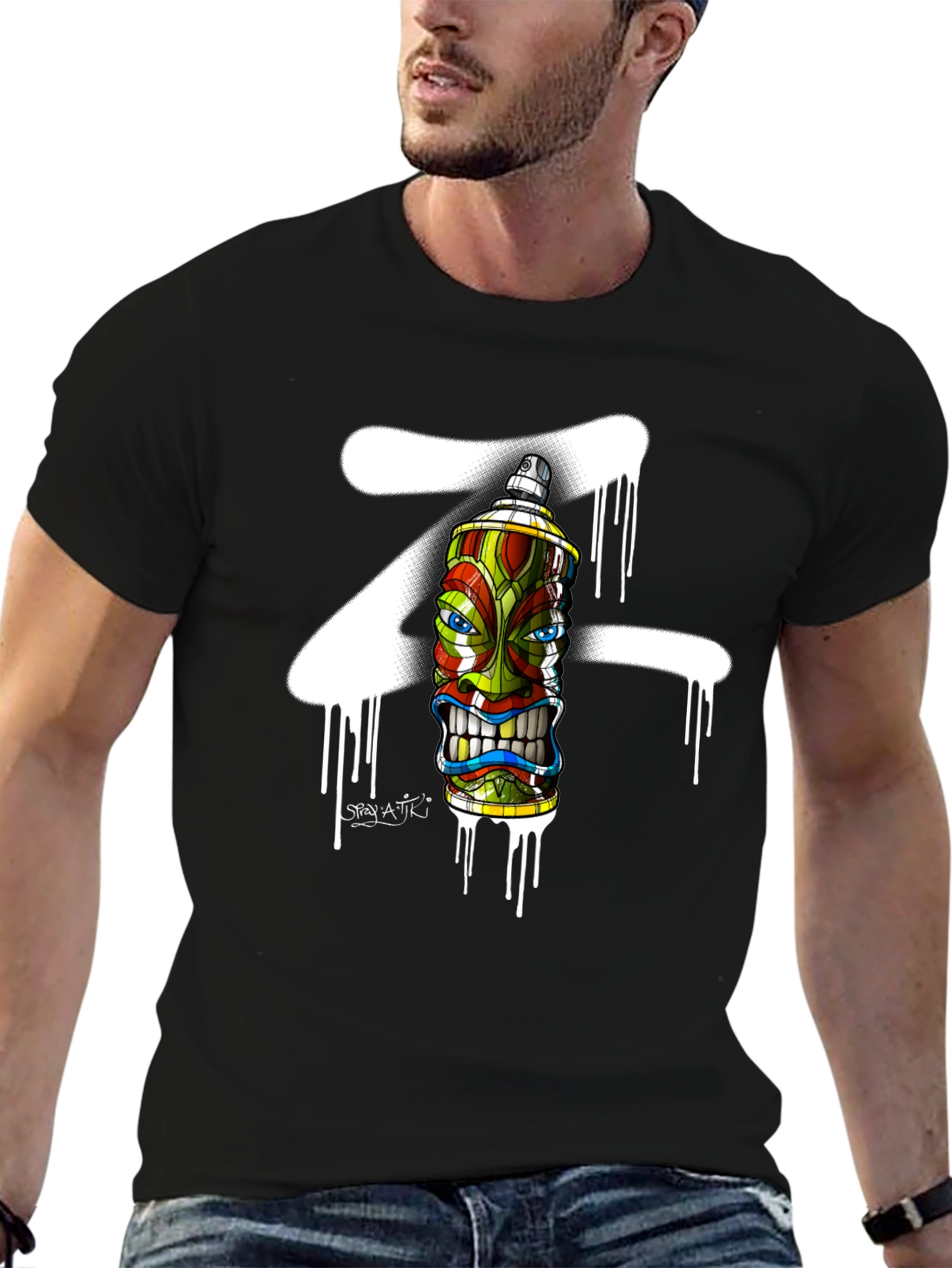 Spray Can Tiki Head Graphic Tee