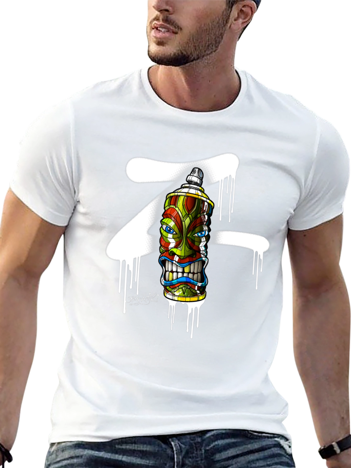 Spray Can Tiki Head Graphic Tee