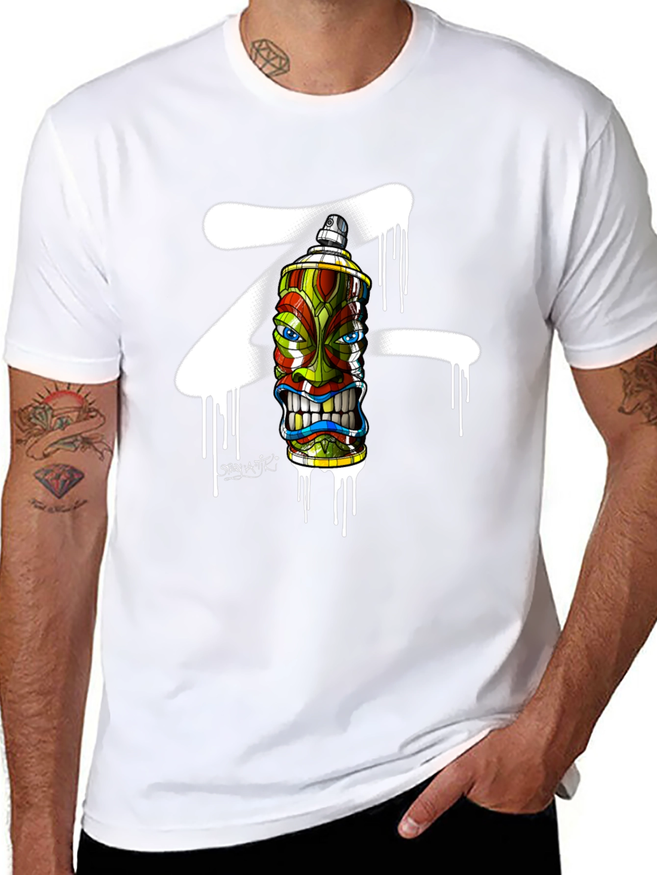 Spray Can Tiki Head Graphic Tee