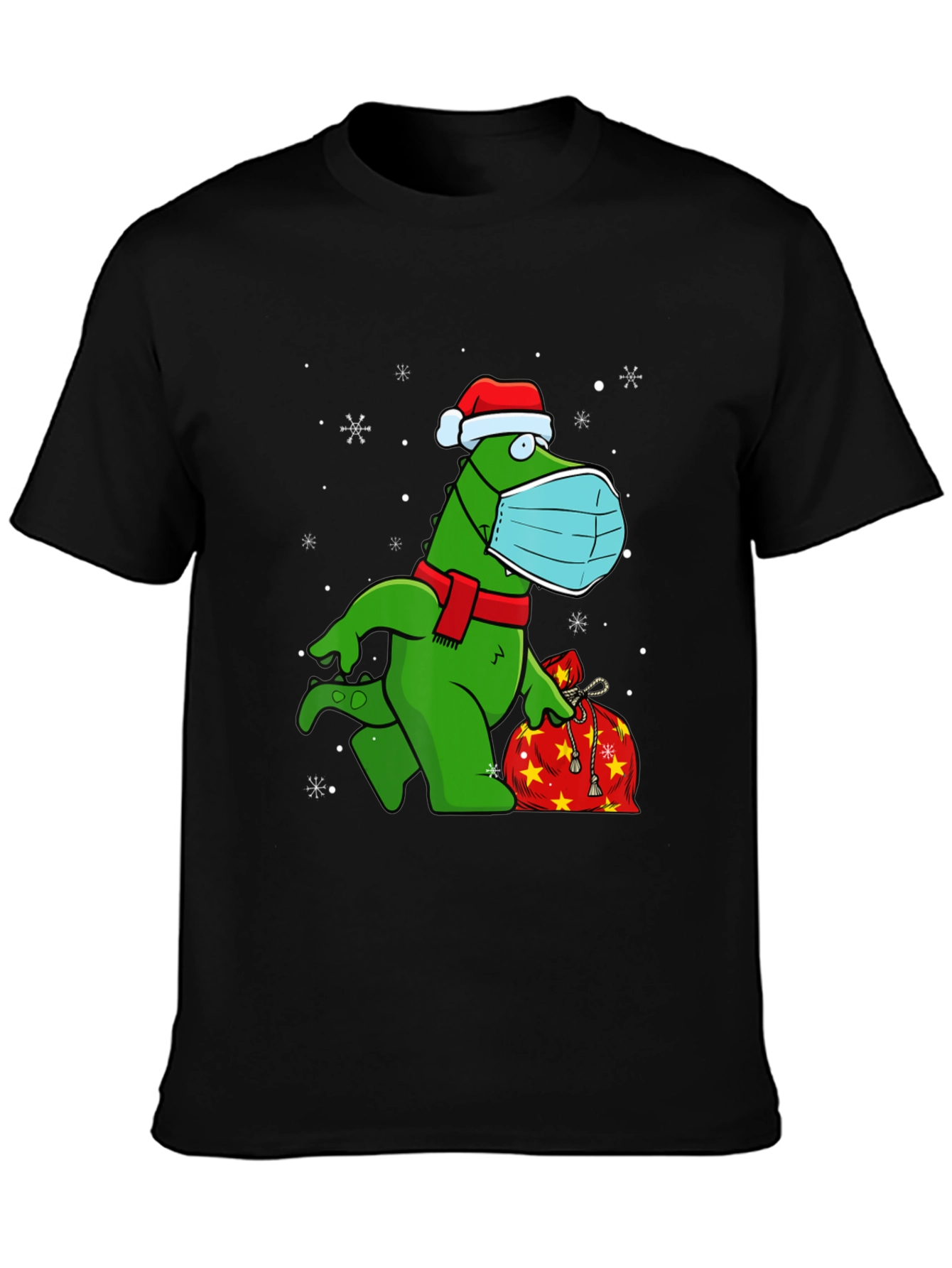 Festive Dino Wearing Mask T-Shirt