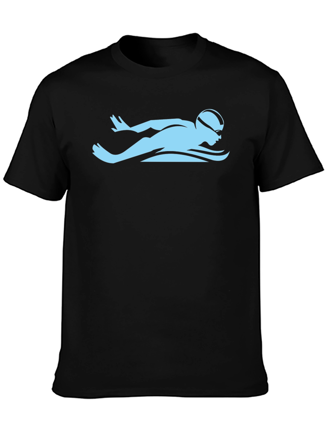 Swimmer Graphic Tee - Black Cotton Casual Shirt