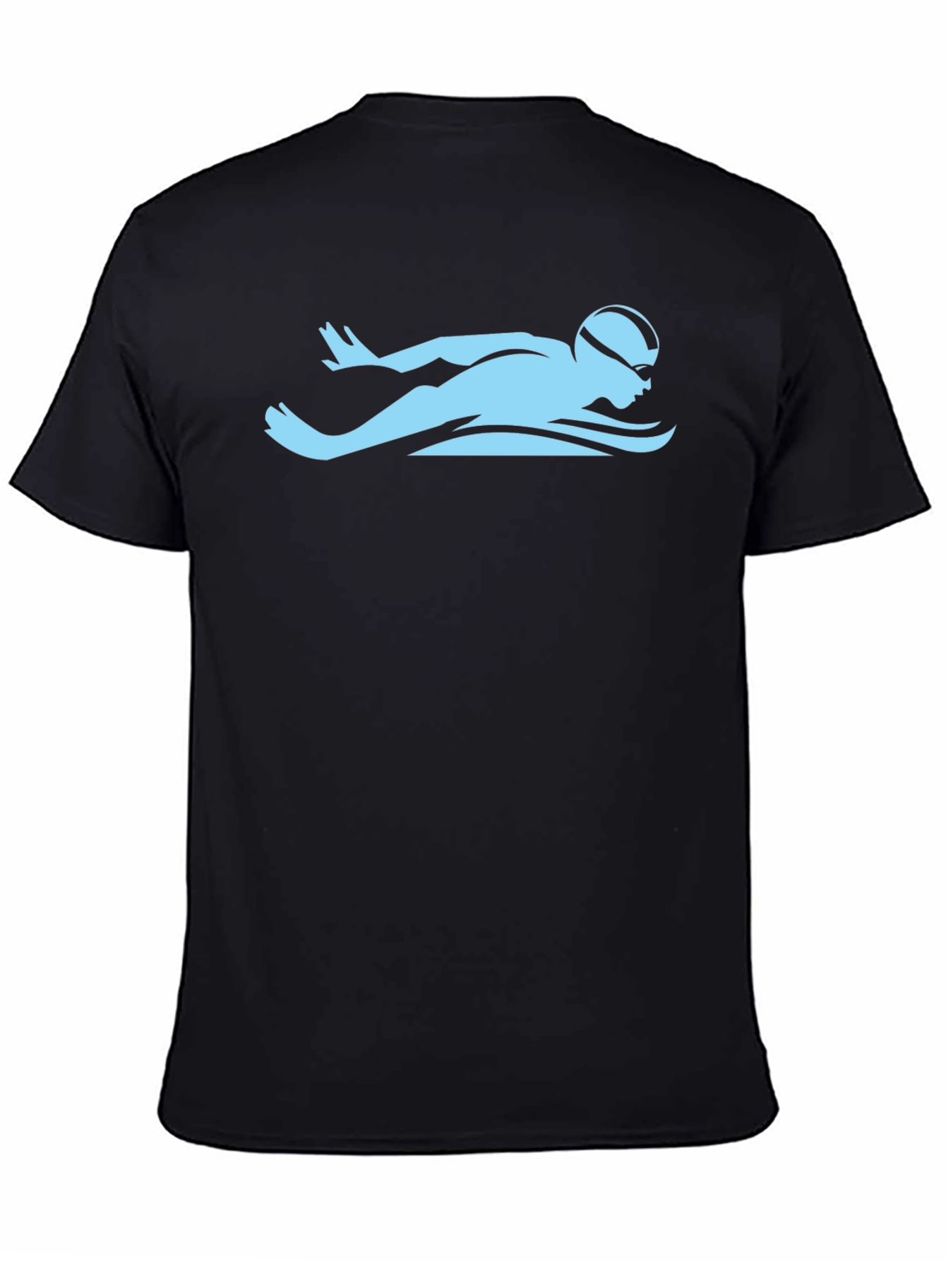 Swimmer Graphic Tee - Black Cotton Casual Shirt