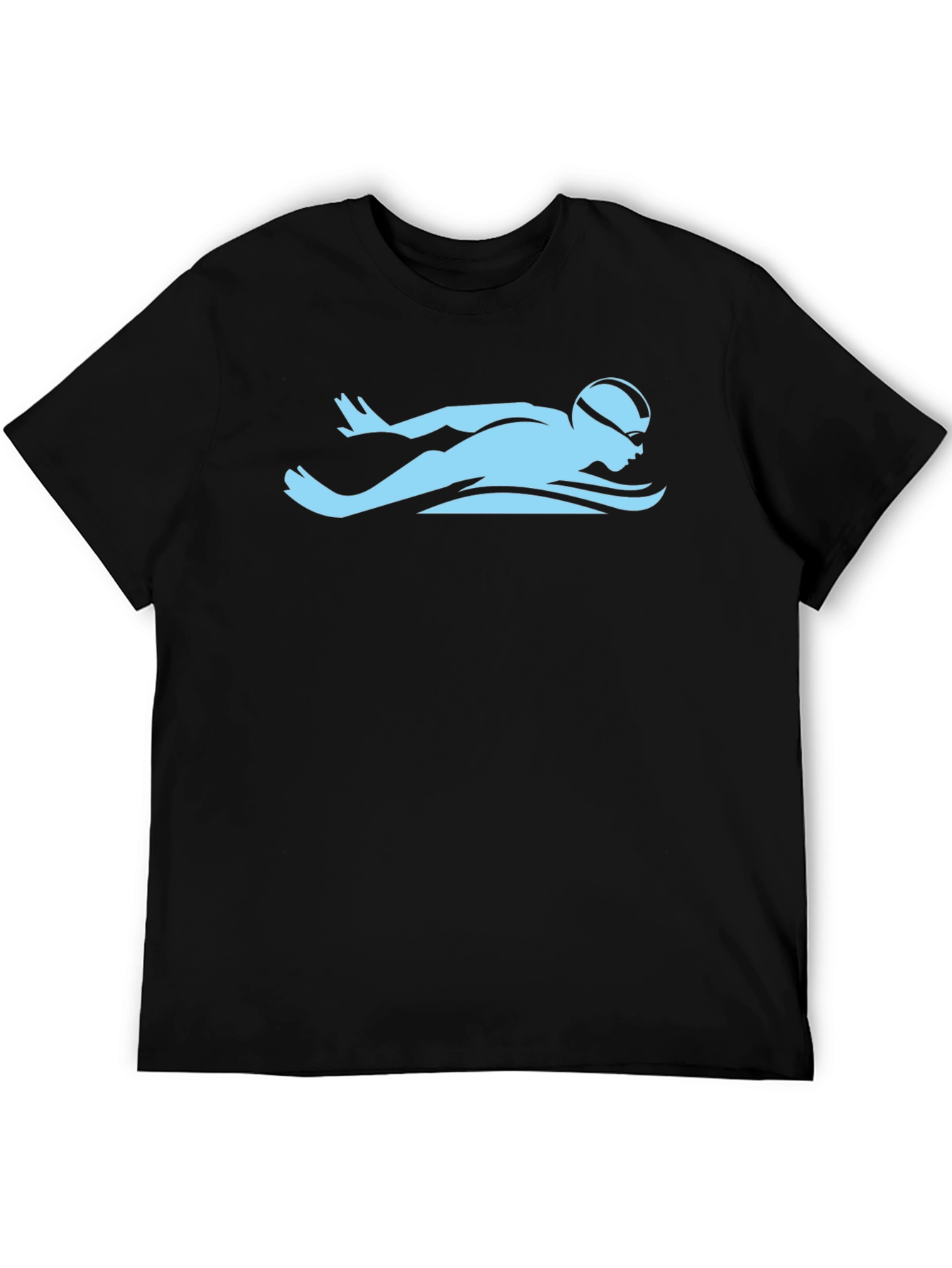 Swimmer Graphic Tee - Black Cotton Casual Shirt