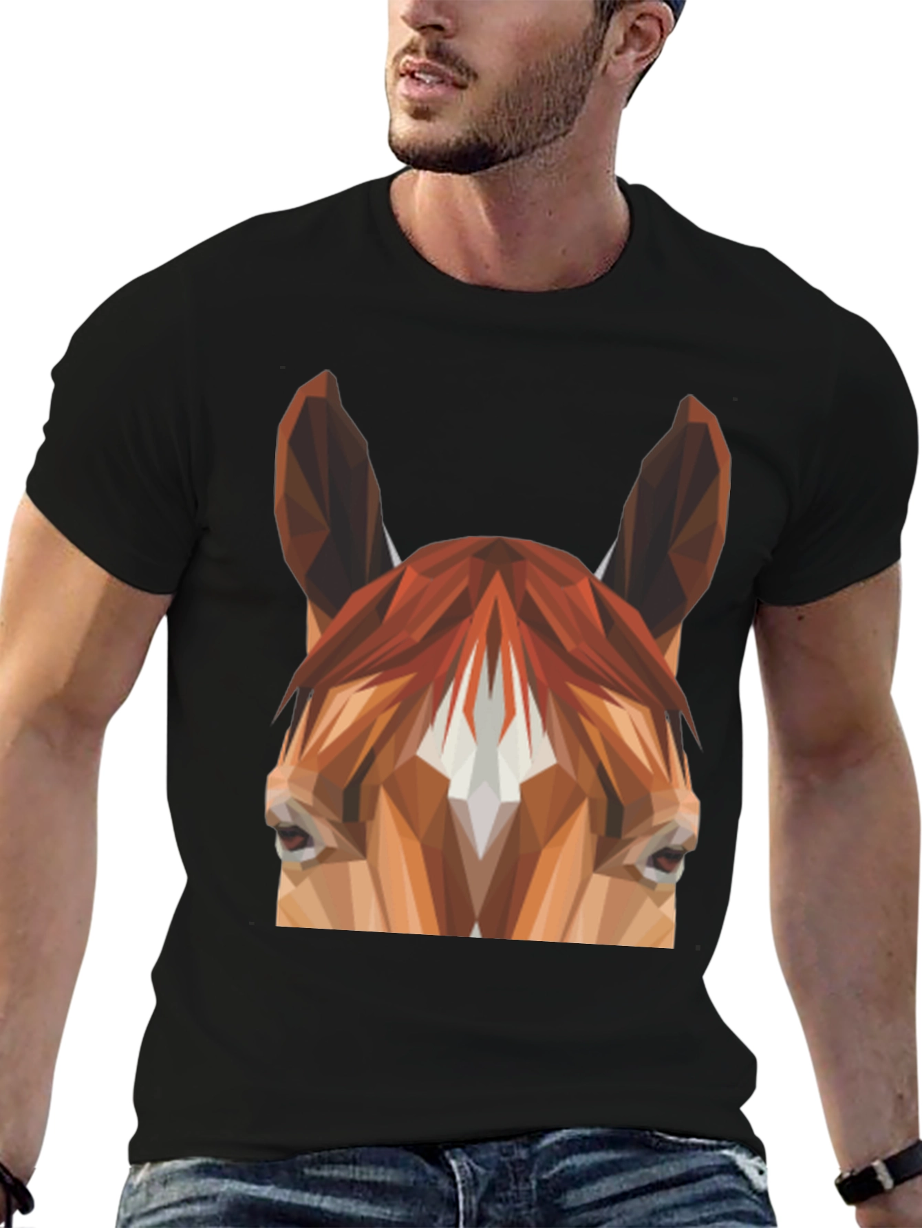 Geometric Horse Graphic Tee - Unisex Black T-Shirt
