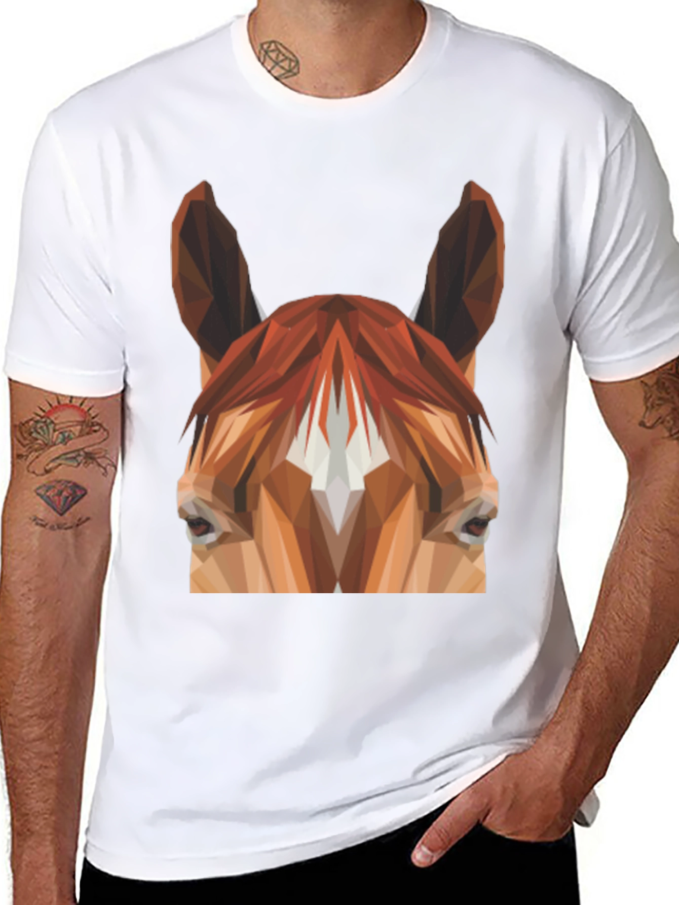 Geometric Horse Graphic Tee - Unisex Black T-Shirt