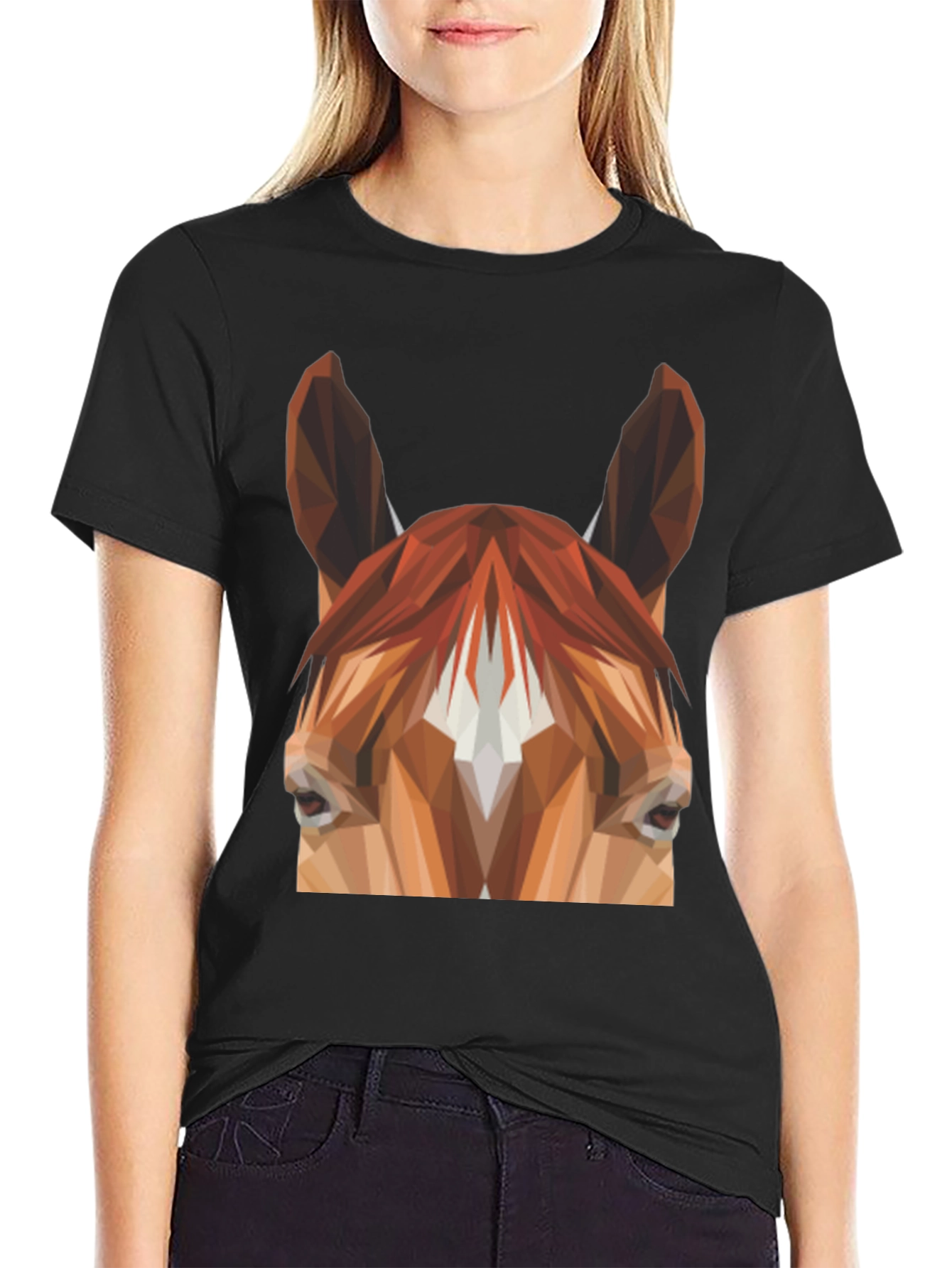 Geometric Horse Graphic Tee - Unisex Black T-Shirt