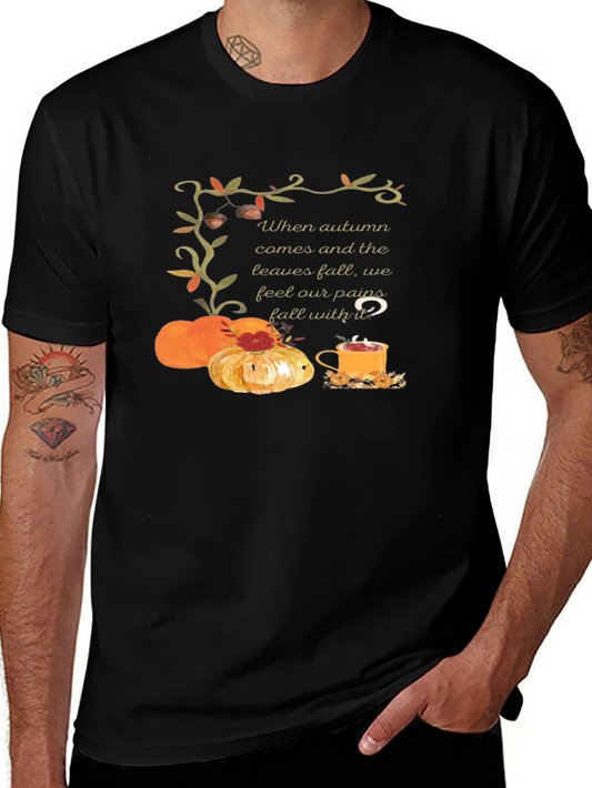 Autumn Comfort T-Shirt: Pumpkins Tea and Cozy Vibes