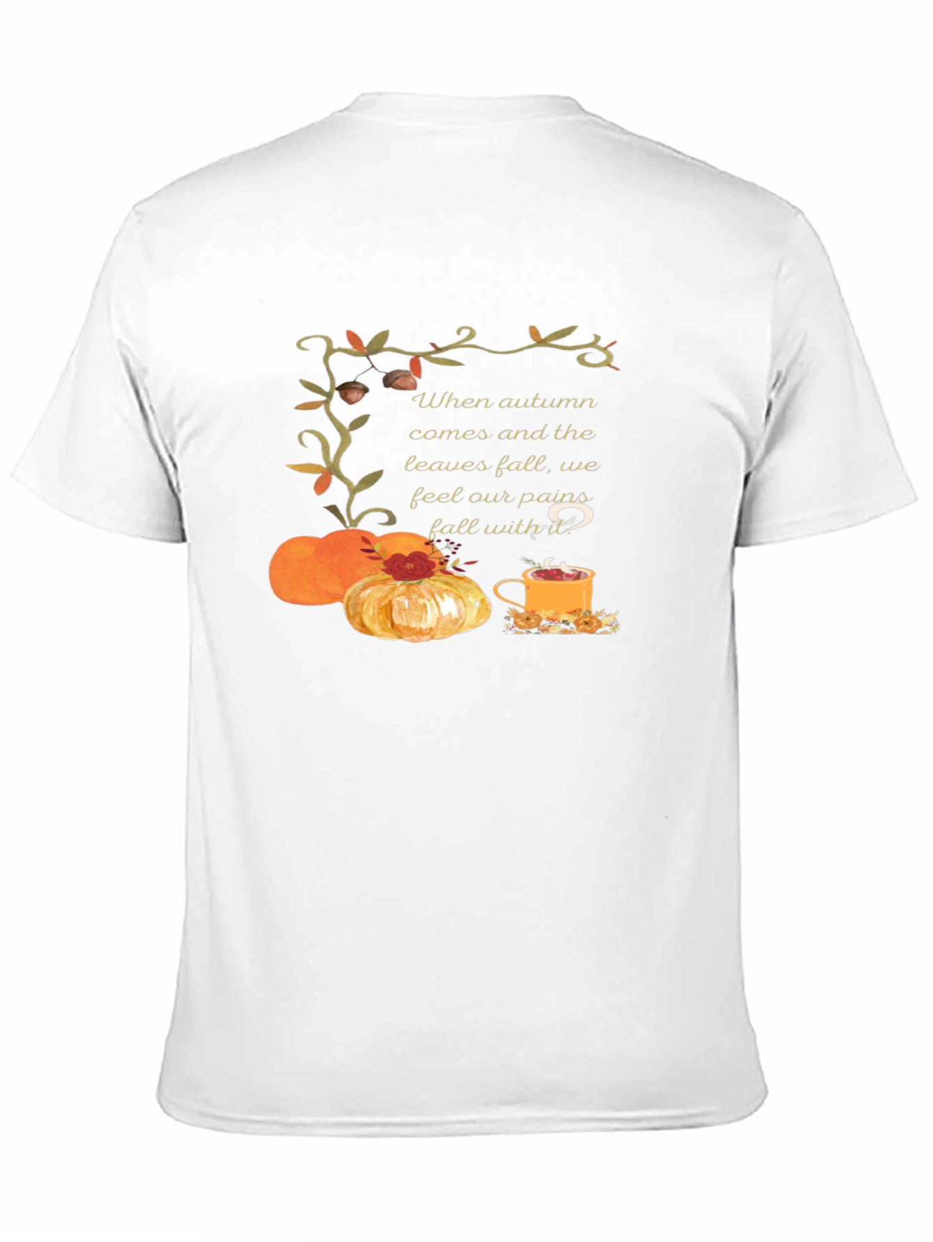 Autumn Comfort T-Shirt: Pumpkins Tea and Cozy Vibes