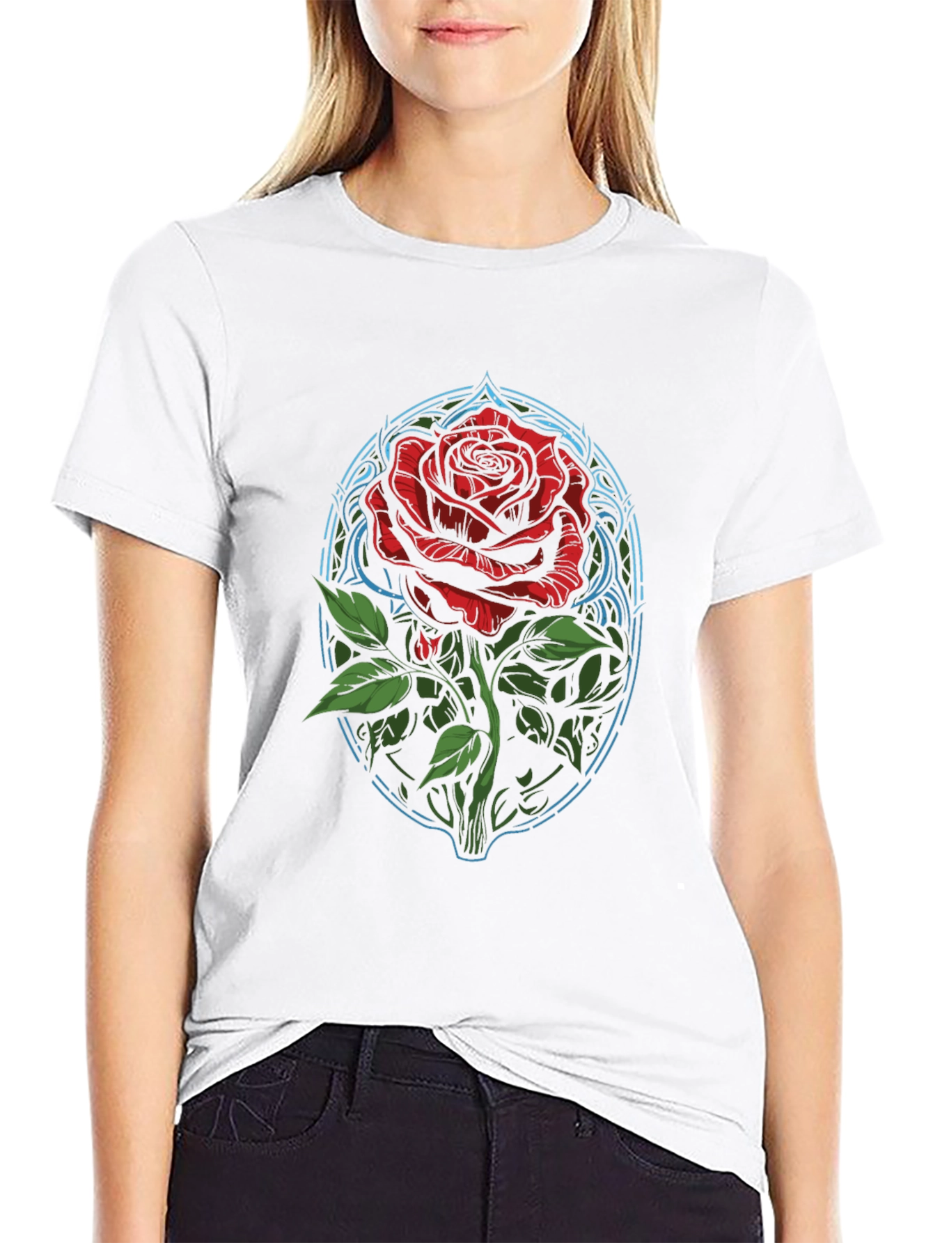 Rose Graphic T-Shirt - Artistic Floral Design
