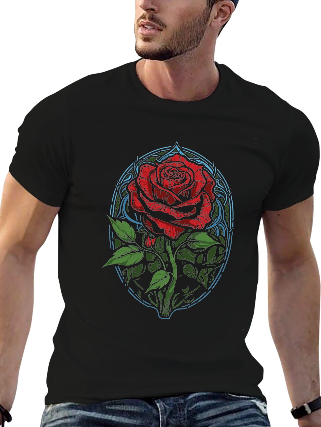 Rose Graphic T-Shirt - Artistic Floral Design